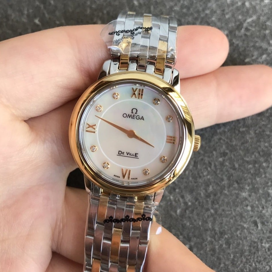 DEVILLE PRESTIGE 27MM QUARTZ GOLD STEEL DIAMOND NUMERALS