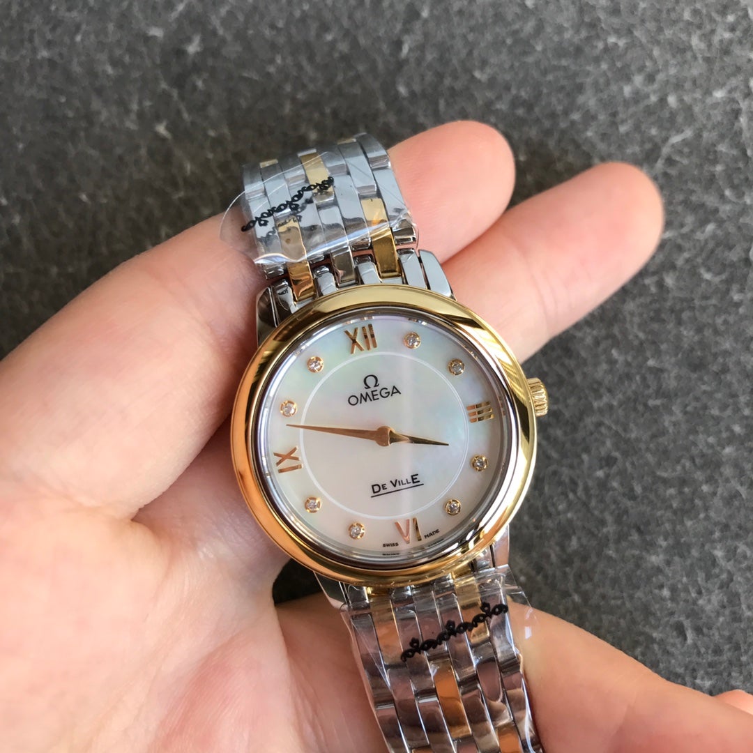 DEVILLE PRESTIGE 27MM QUARTZ GOLD STEEL DIAMOND NUMERALS