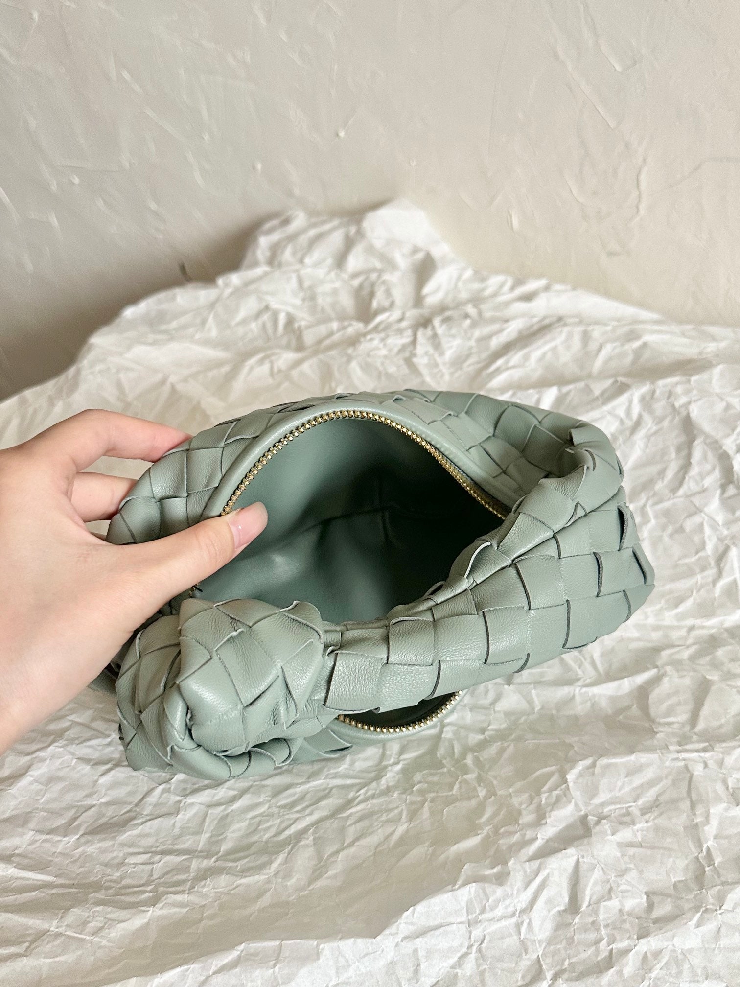 BV MINI JODIE 28CM MINT GREEN LAMBSKIN LEATHER