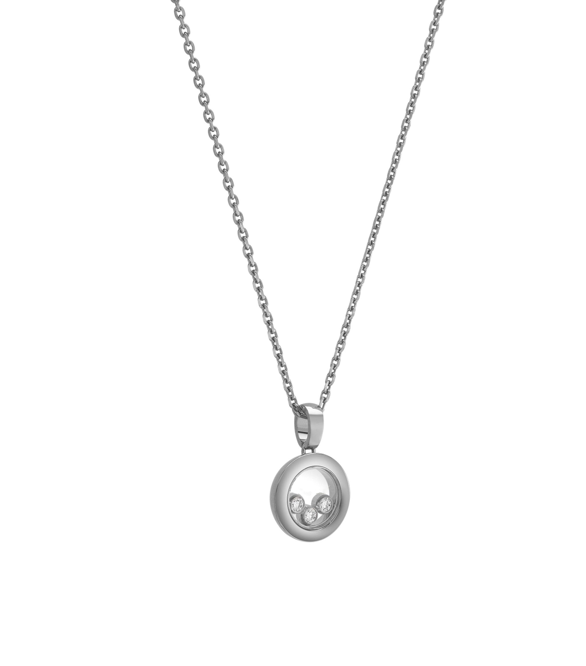 HAPPY PEDANT SILVER 3 DIAMOND NECKLACE