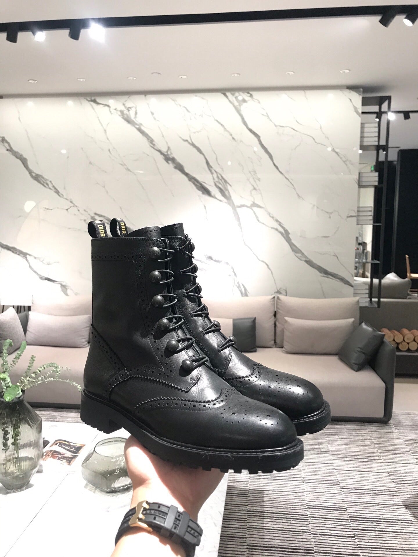 Dior 2026 Diorunit Combat Boots Black Leather 966677