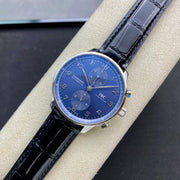 IWC Portuguese 40mm Blue Dial Steel Case Black Leather