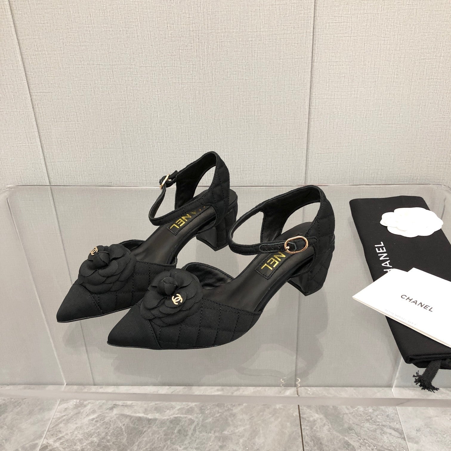 CC 25C 5CM Slingback Flats Black  Fabric 213241