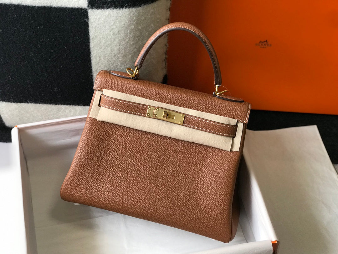 HM KELLY 25CM YELLOW OCHRE TOGO GOLD HARDWARE