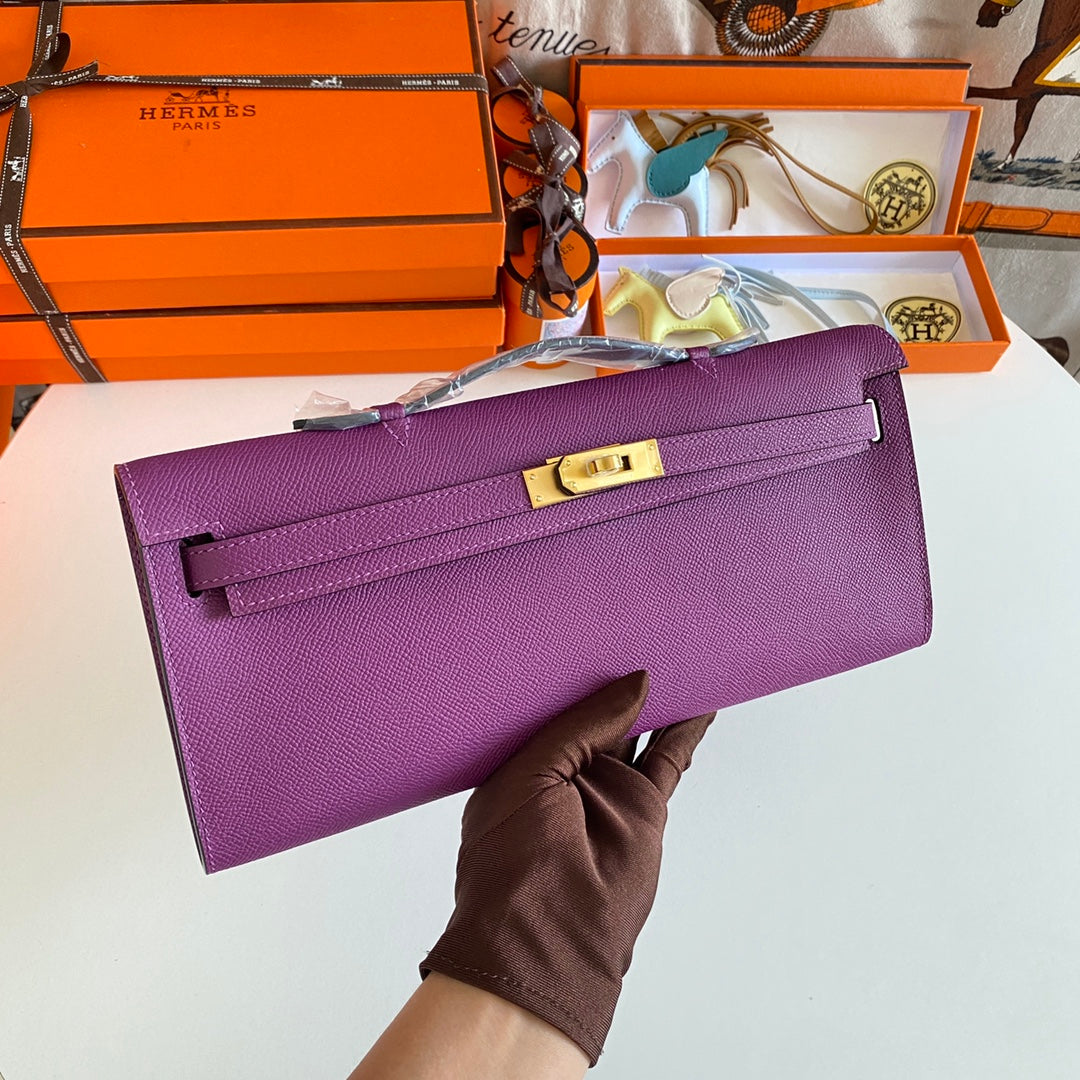 HM Kelly Cut 31 Violet Epsom Leather Gold Hardware 229037