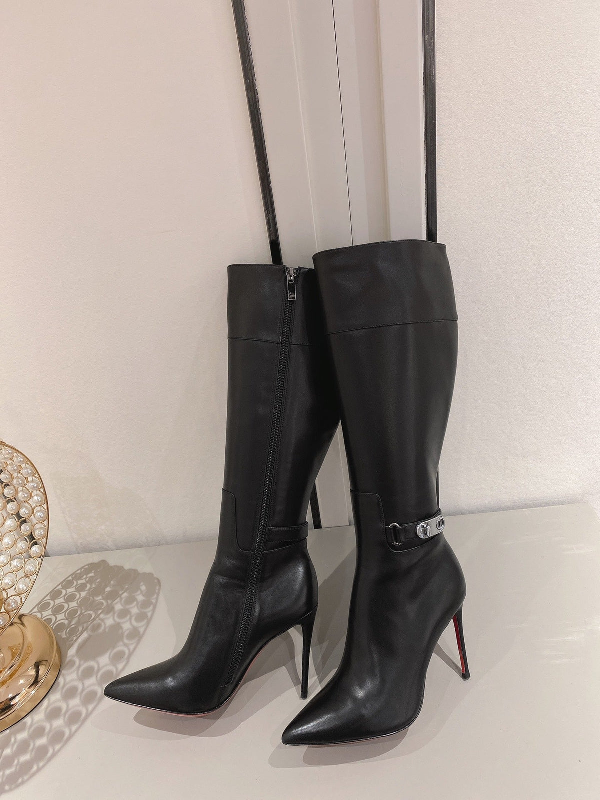 CL Lock Kate High Boots 100mm Calfskin Black