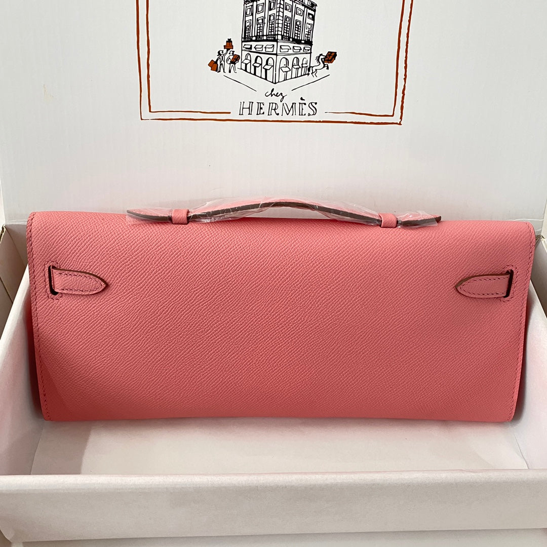 HM Kelly Cut 31 Pink Pastel Epsom Leather Silver Hardware 229064