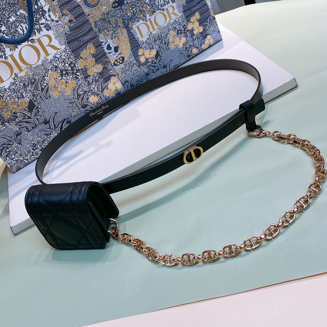Dior 2026 Caro CD Buckle Belt Bag 15mm Black 187978