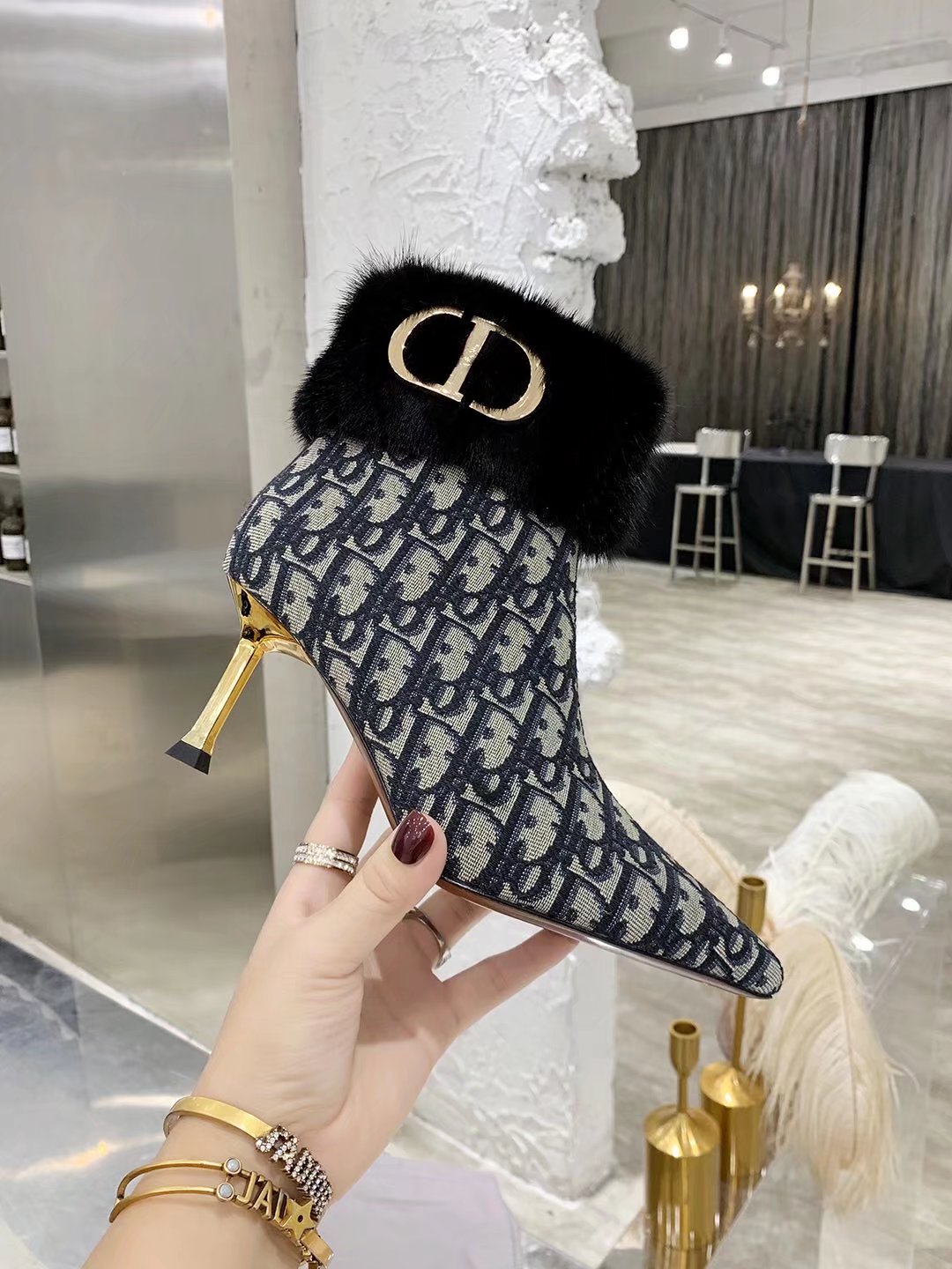 Dior 2026 Oblique Ankle Boots 70mm Fabric 966674