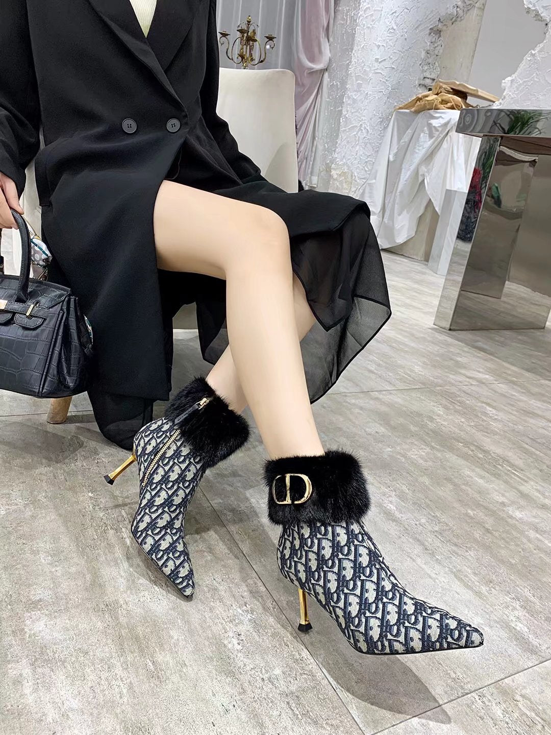 Dior 2026 Oblique Ankle Boots 70mm Fabric 966674