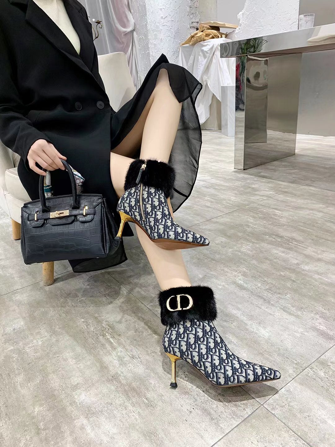 Dior 2026 Oblique Ankle Boots 70mm Fabric 966674