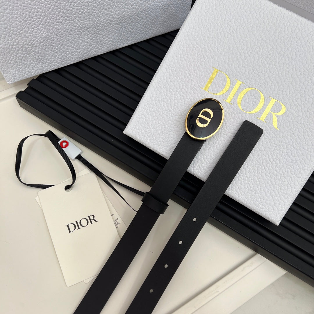 Dior 2026 Teddy-D Oval Buckle Belt 25mm Calfskin