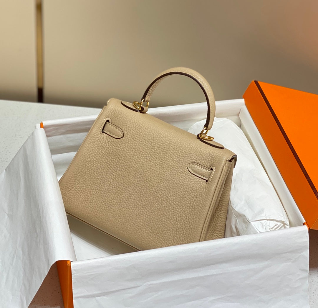 HM Mini Kelly 20cm Beige Togo Leather Gold Hardware