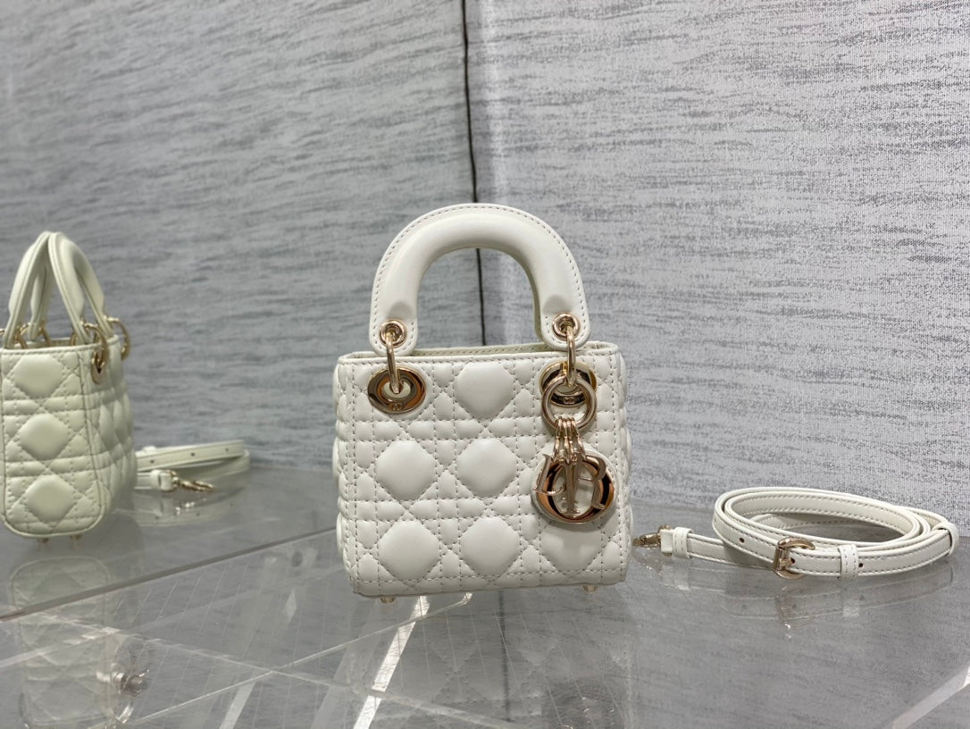 micro lady 12 white lambskin ghw