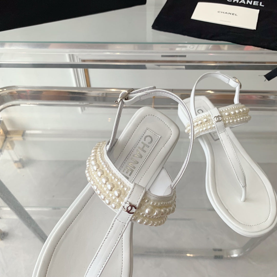 slingbacks thong sandal white lambskin mop
