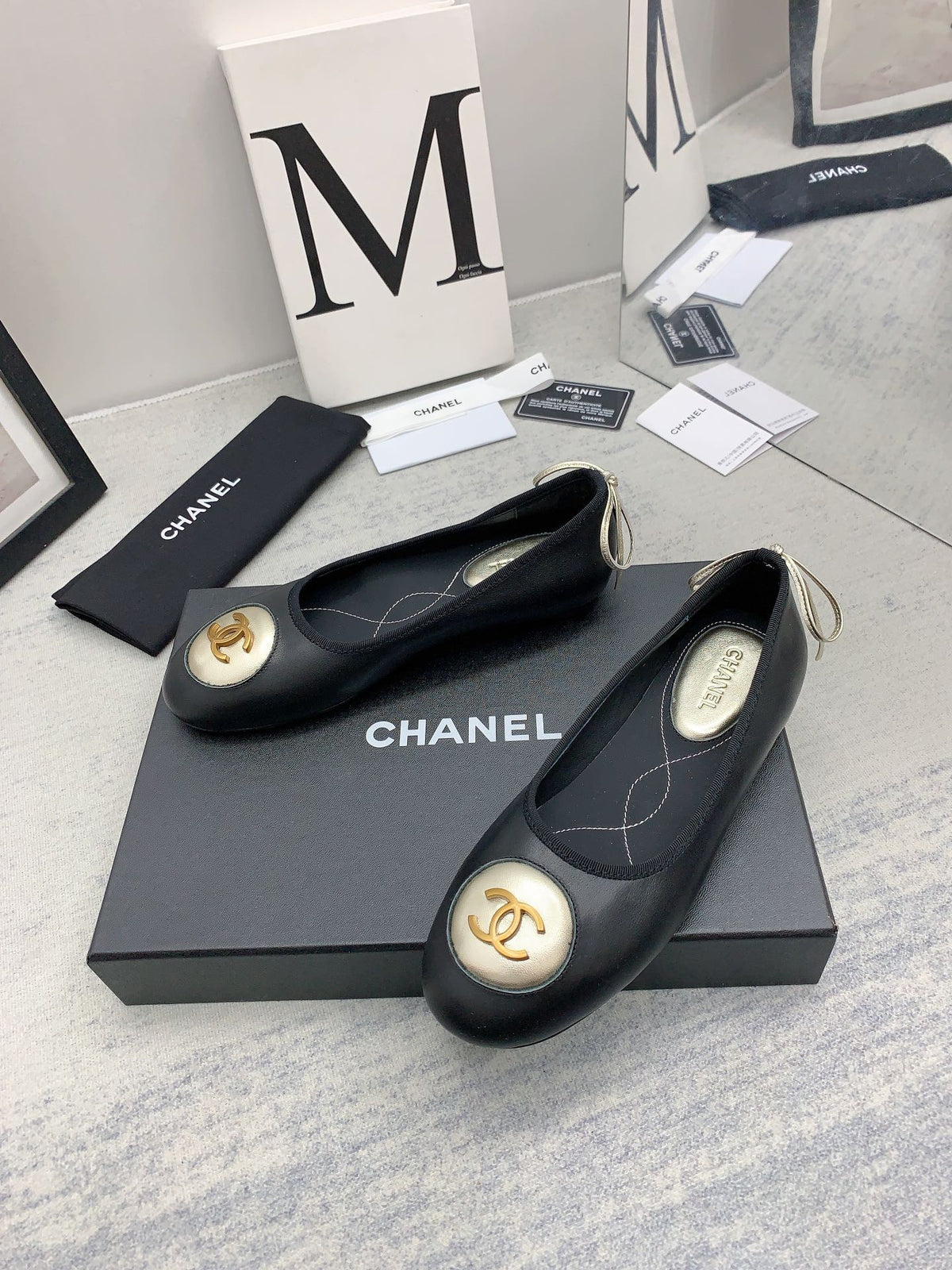 Chanel 2026 Small Bow Ballet Flat Black Lambskin 162260