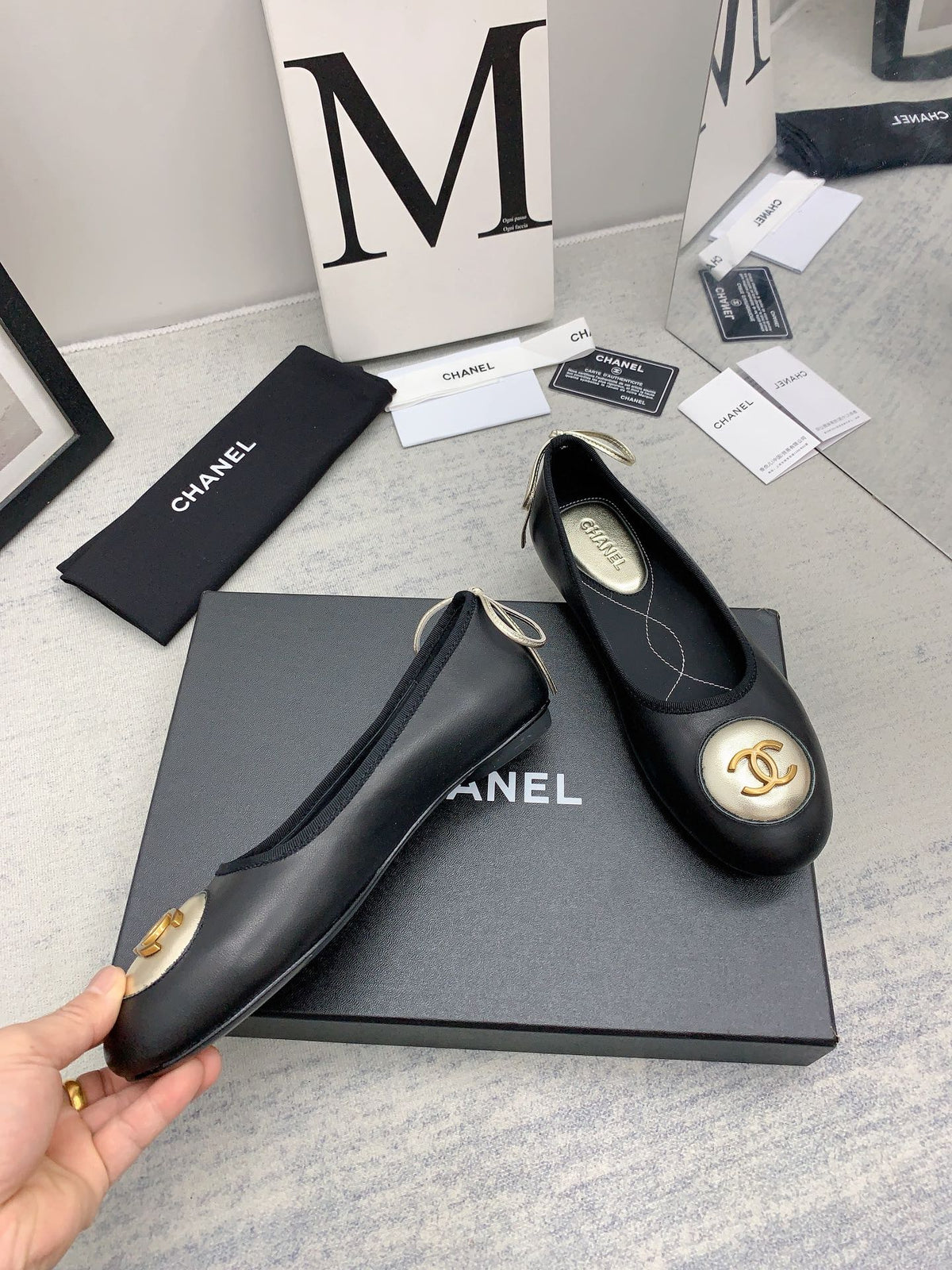 Chanel 2026 Small Bow Ballet Flat Black Lambskin 162260
