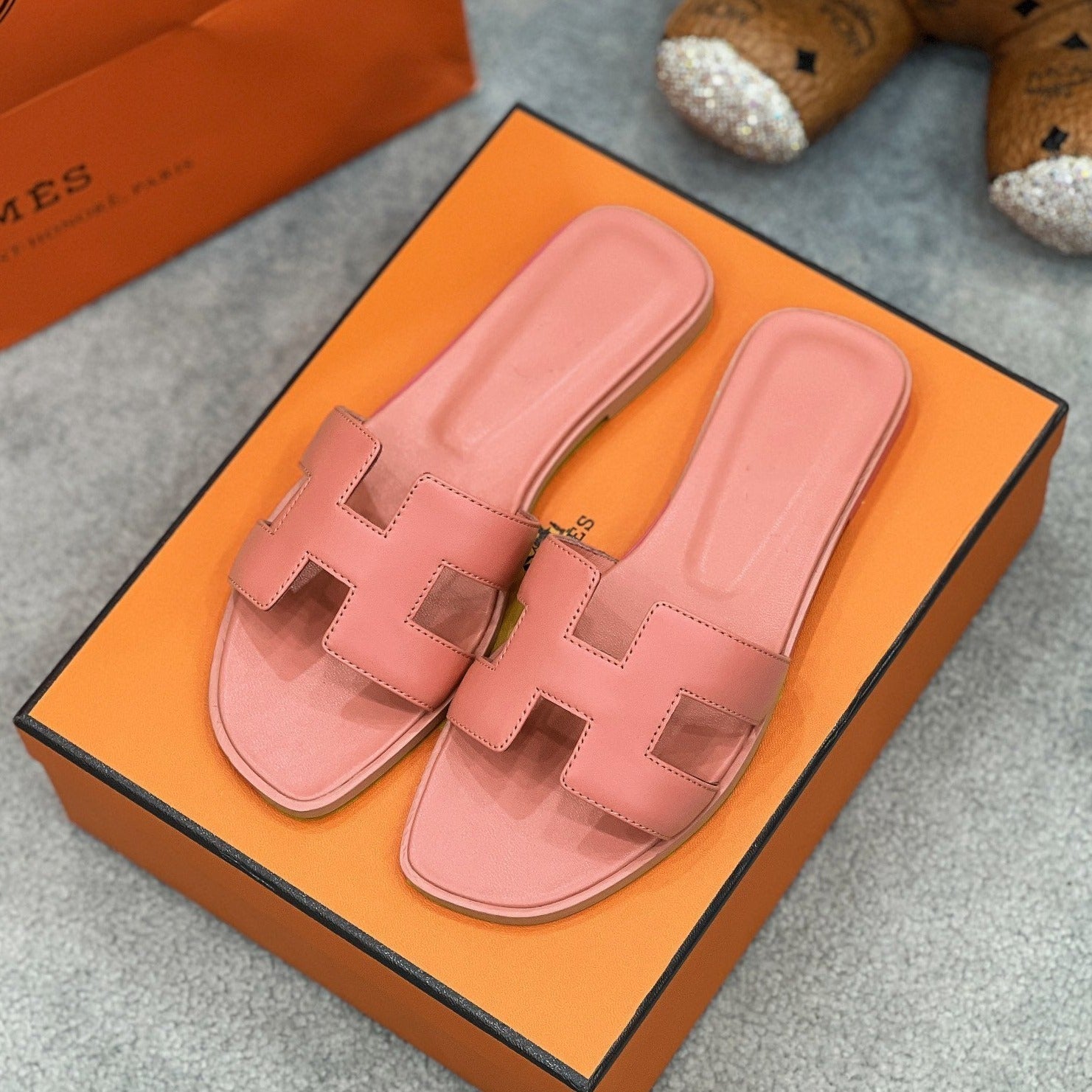 0ran sandal pink epsom goatskin