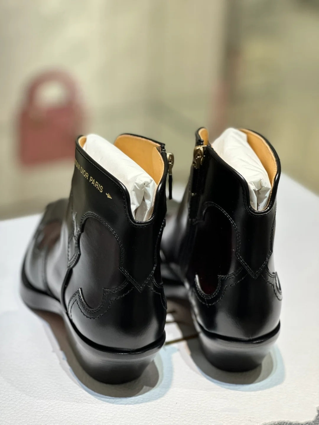 Dior 2026 West Ankle Boots Burgundy Black Leather 939035