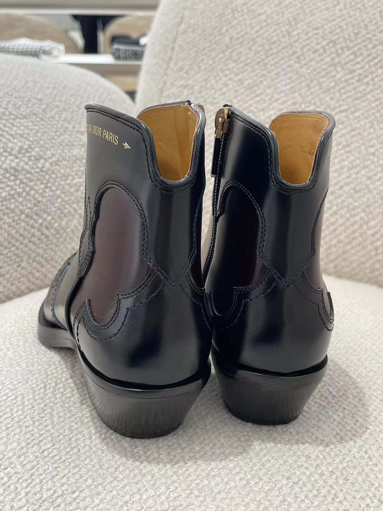 Dior 2026 West Ankle Boots Burgundy Black Leather 939035