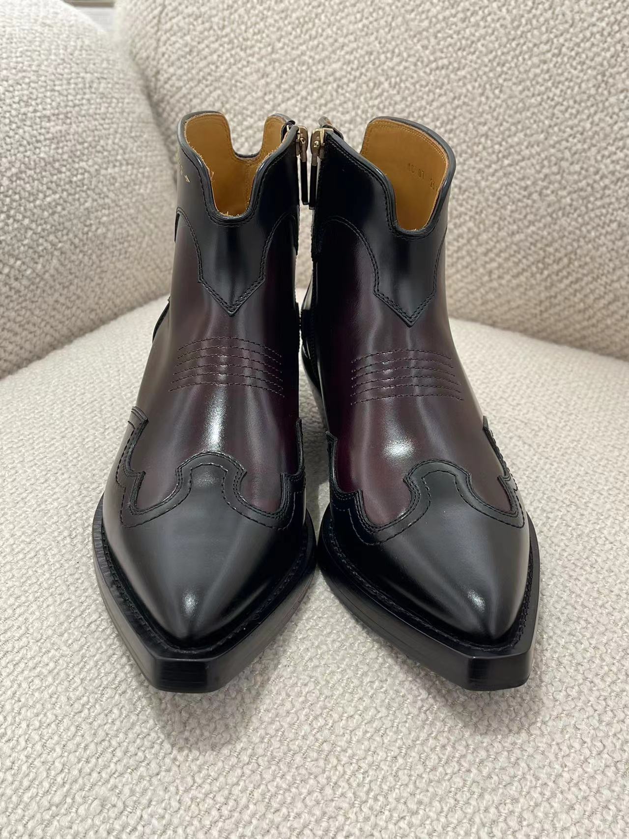 Dior 2026 West Ankle Boots Burgundy Black Leather 939035