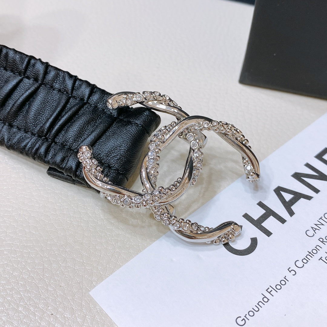 Chanel 2026 Rhinestone Twist Buckle Belt 30mm 208804