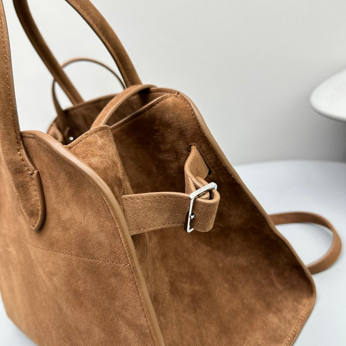 The Row Margaux 12 32cm Tote Bag In Suede
