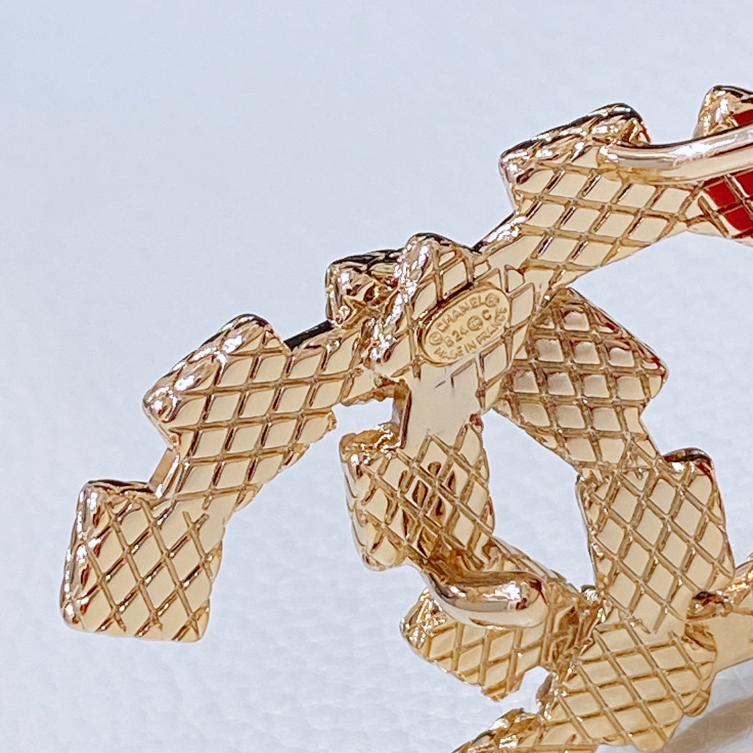 CHANEL BELT 3CM RED LAMBSKIN WITH CRYSTAL GOLD HARDWARE