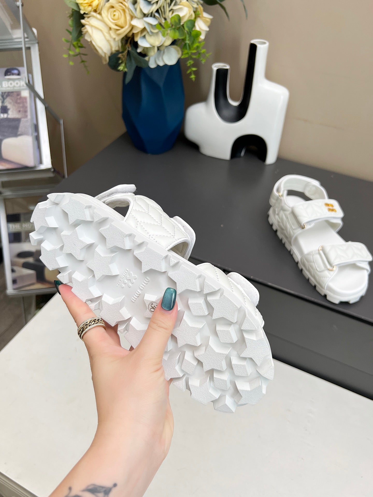 Miumiu 2026 Sporty Matelassé Nappa Sandals White Sheepskin 935595