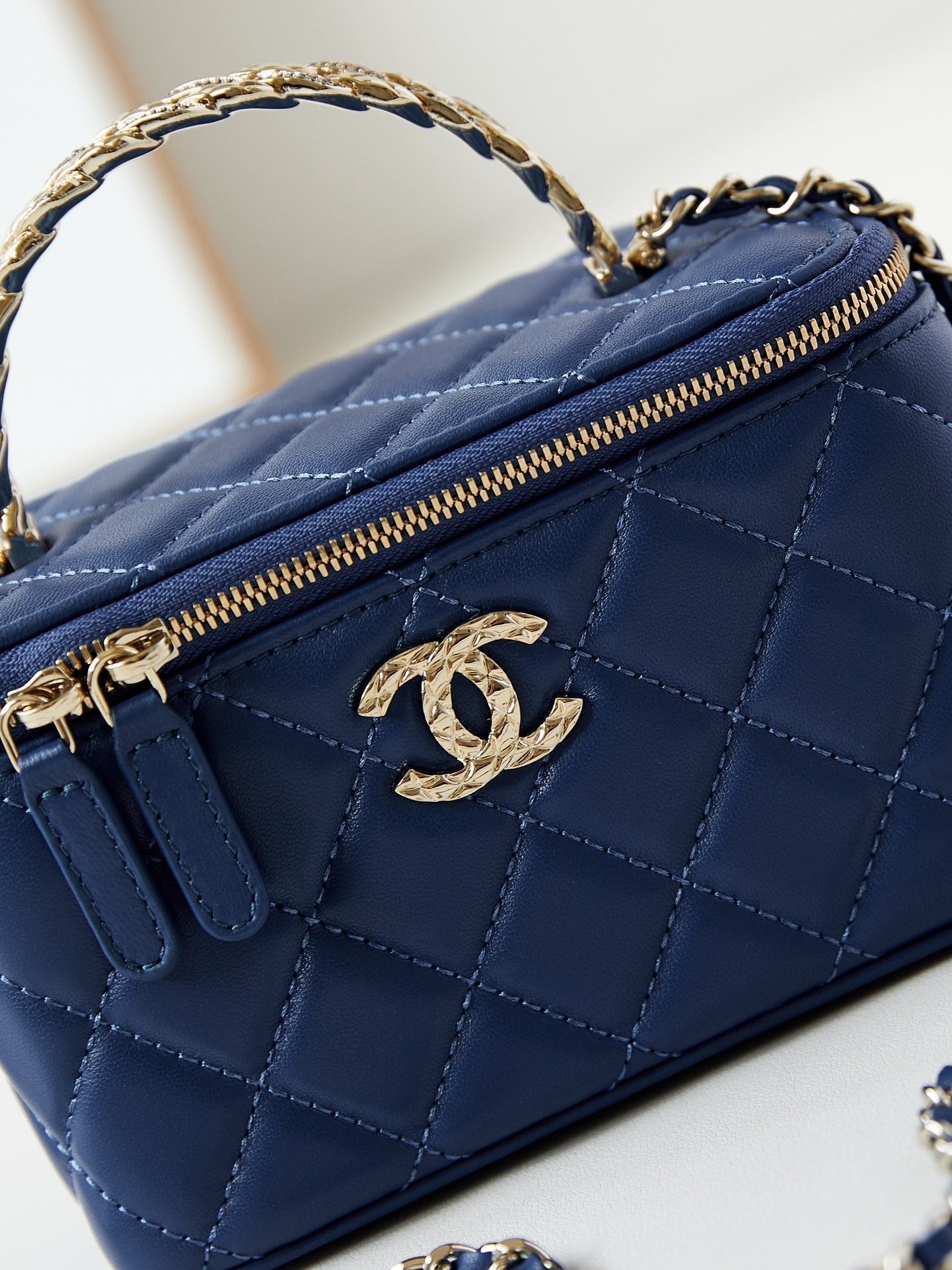 24a vanity 17 dark blue lambskin gold hardware