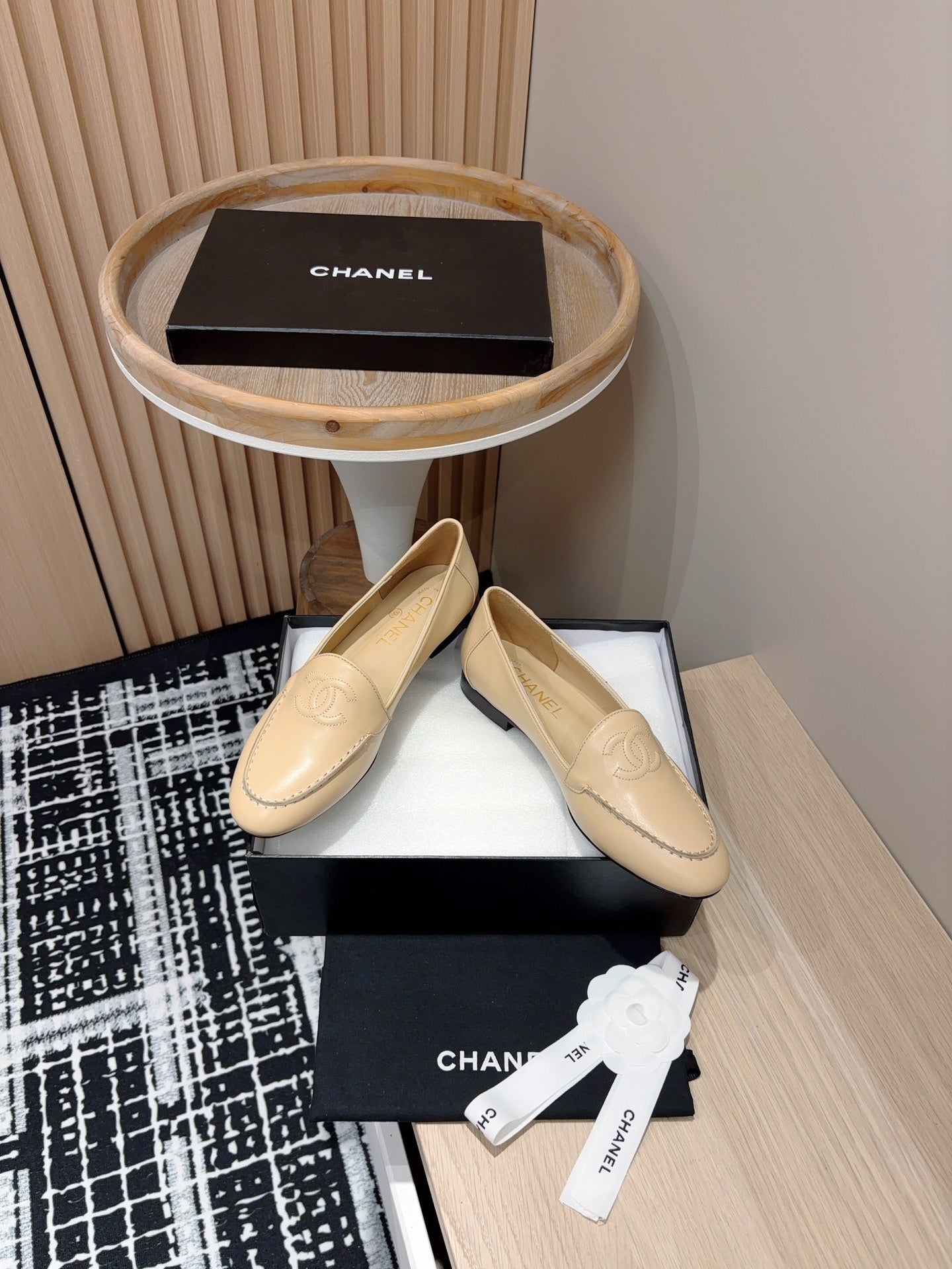 CC Moccasins Beige Lambskin