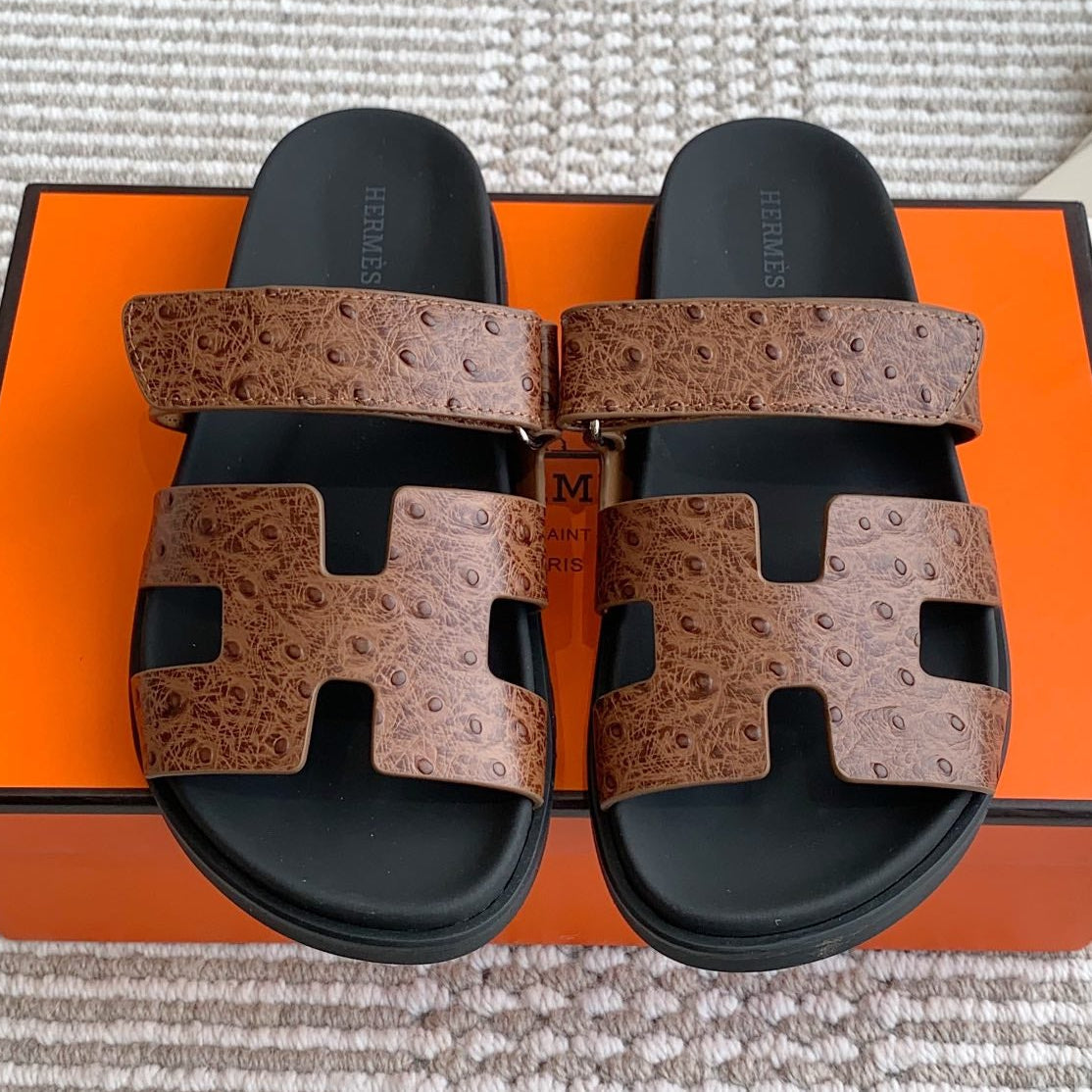 Hermes 2026 Chypre Sandal Ostrich Embossed Leather 982168