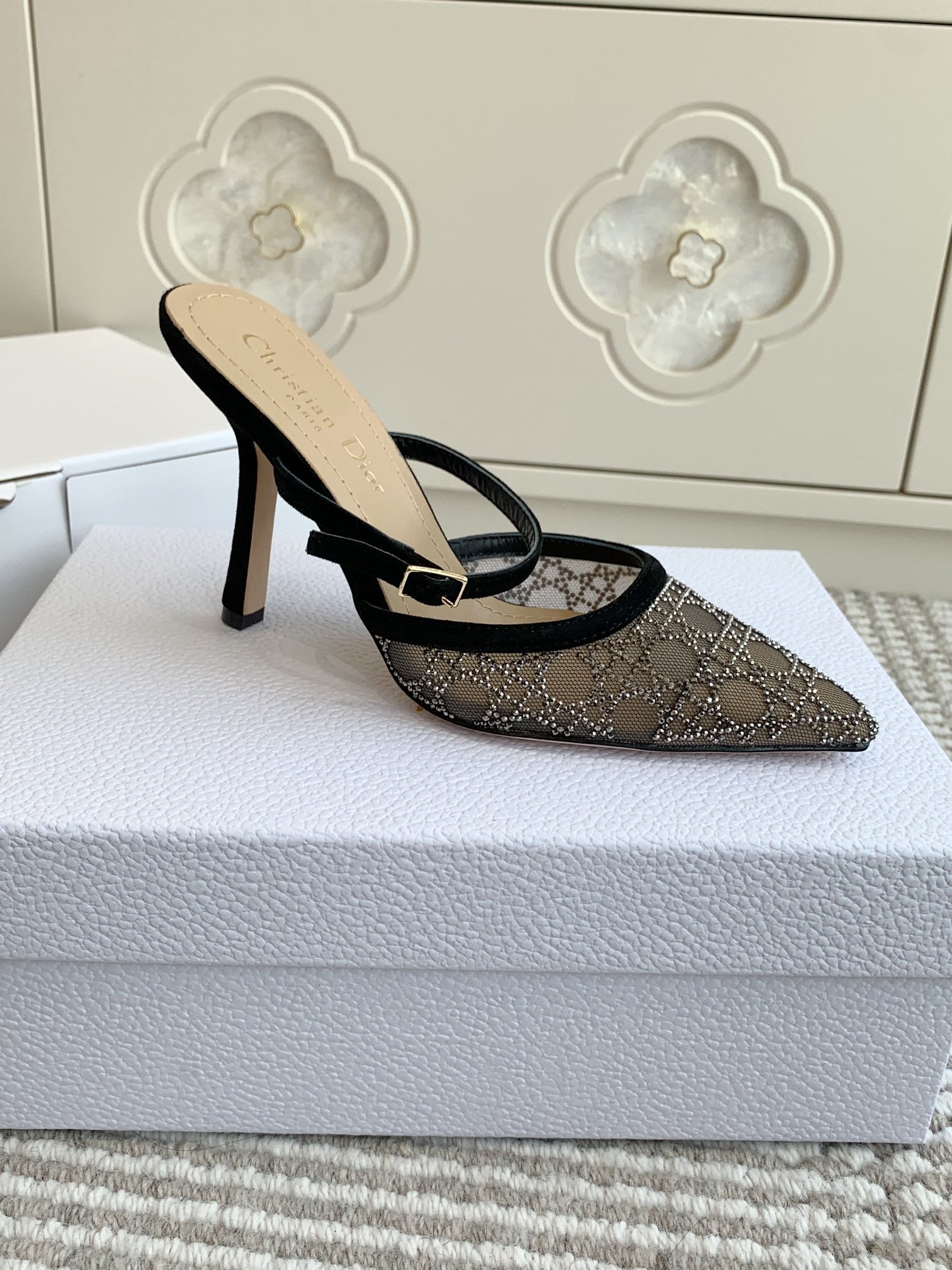 Dior 2026 Capture Heeled Mule 100mm Mesh 884749