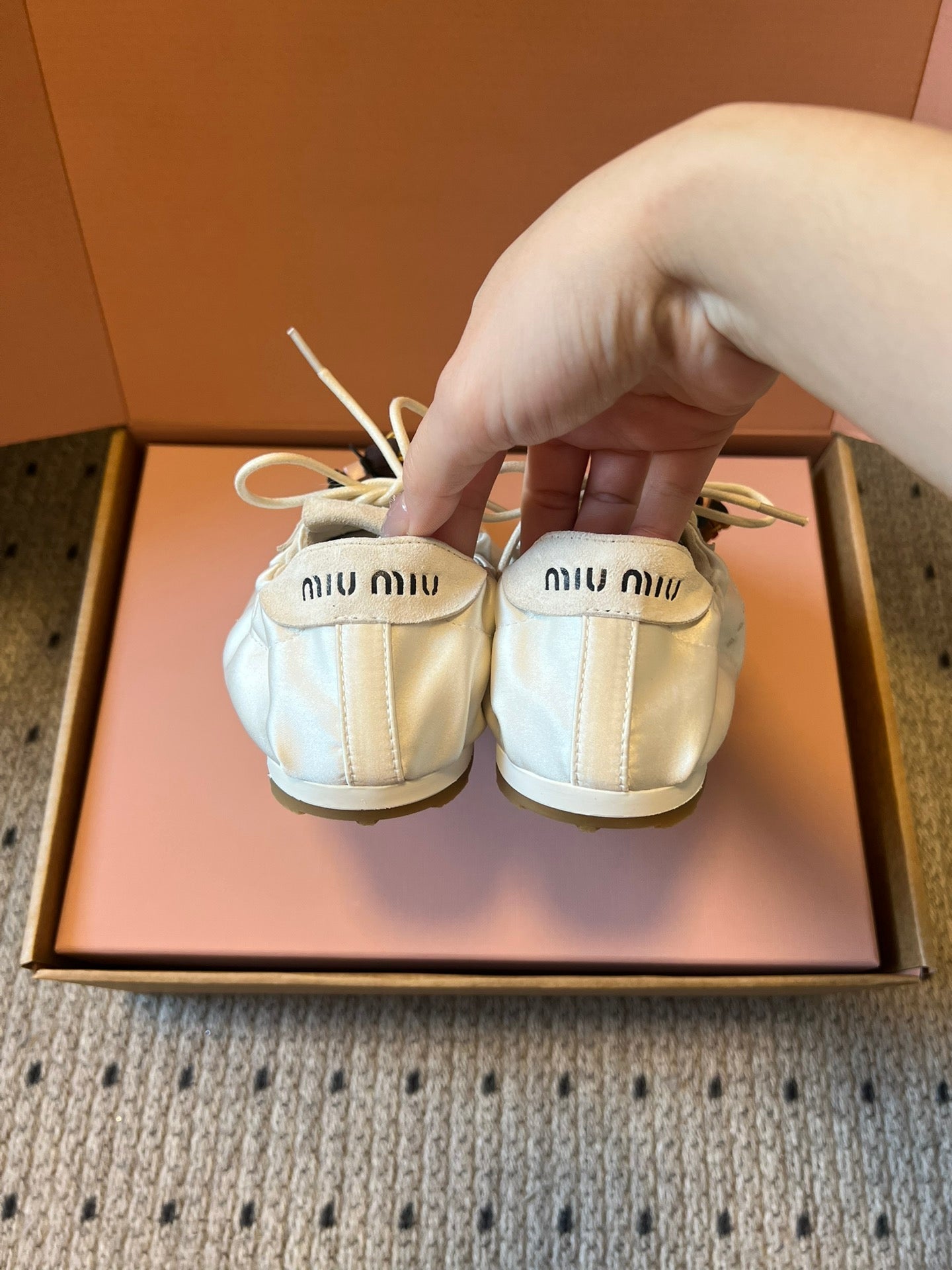 Miu Miu 2026  Plume Sneaker With Floral Charm White Satin 621346