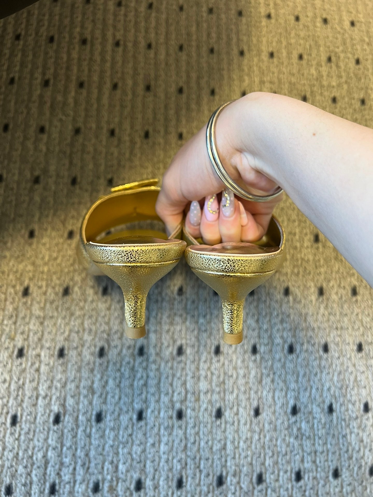 CC 26s High-Heeled Slides 60 Metallic Gold Cowhide 627182