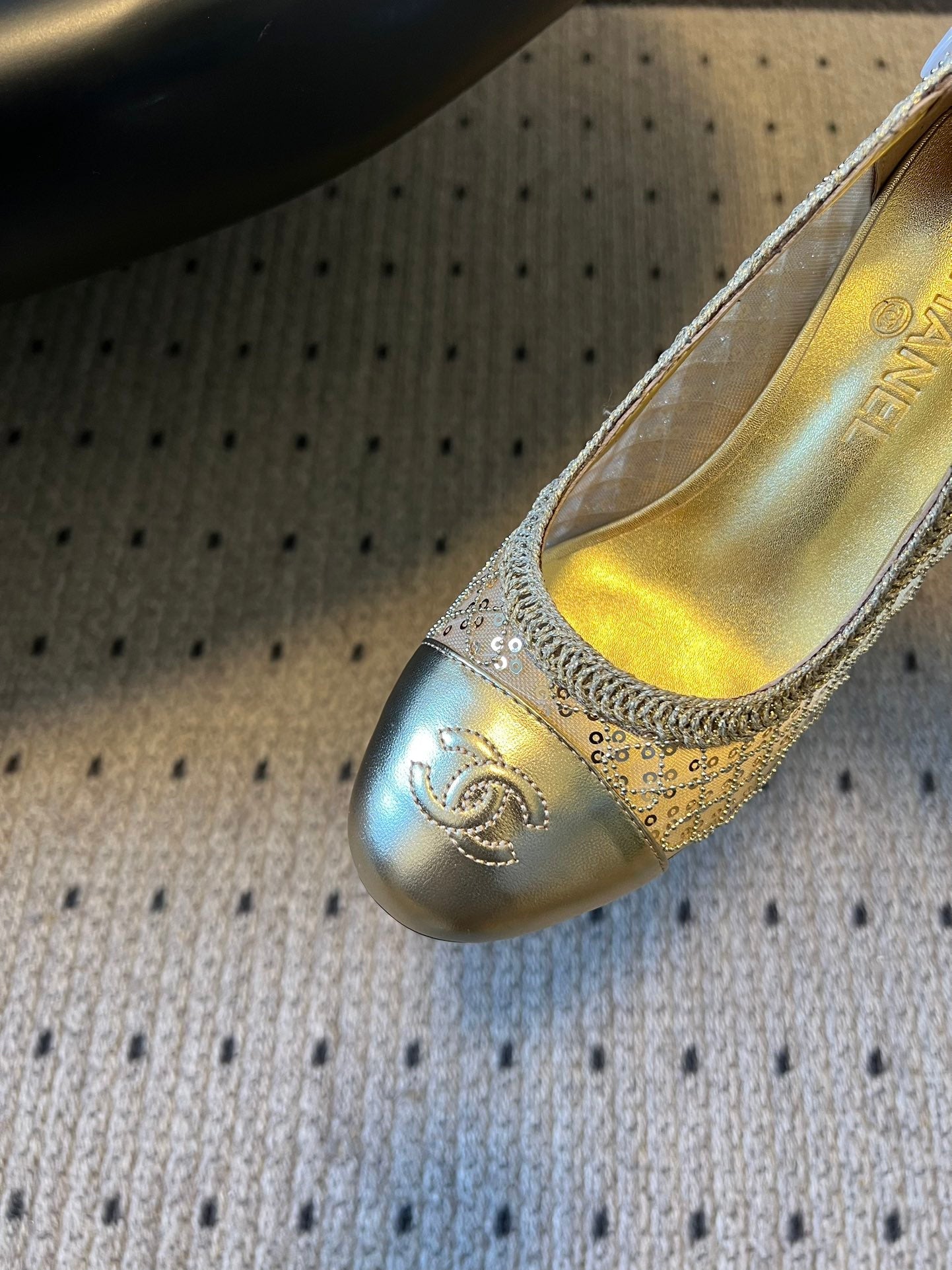 CC 26s High Heels Pump 50 Gold Mesh Leather 627205