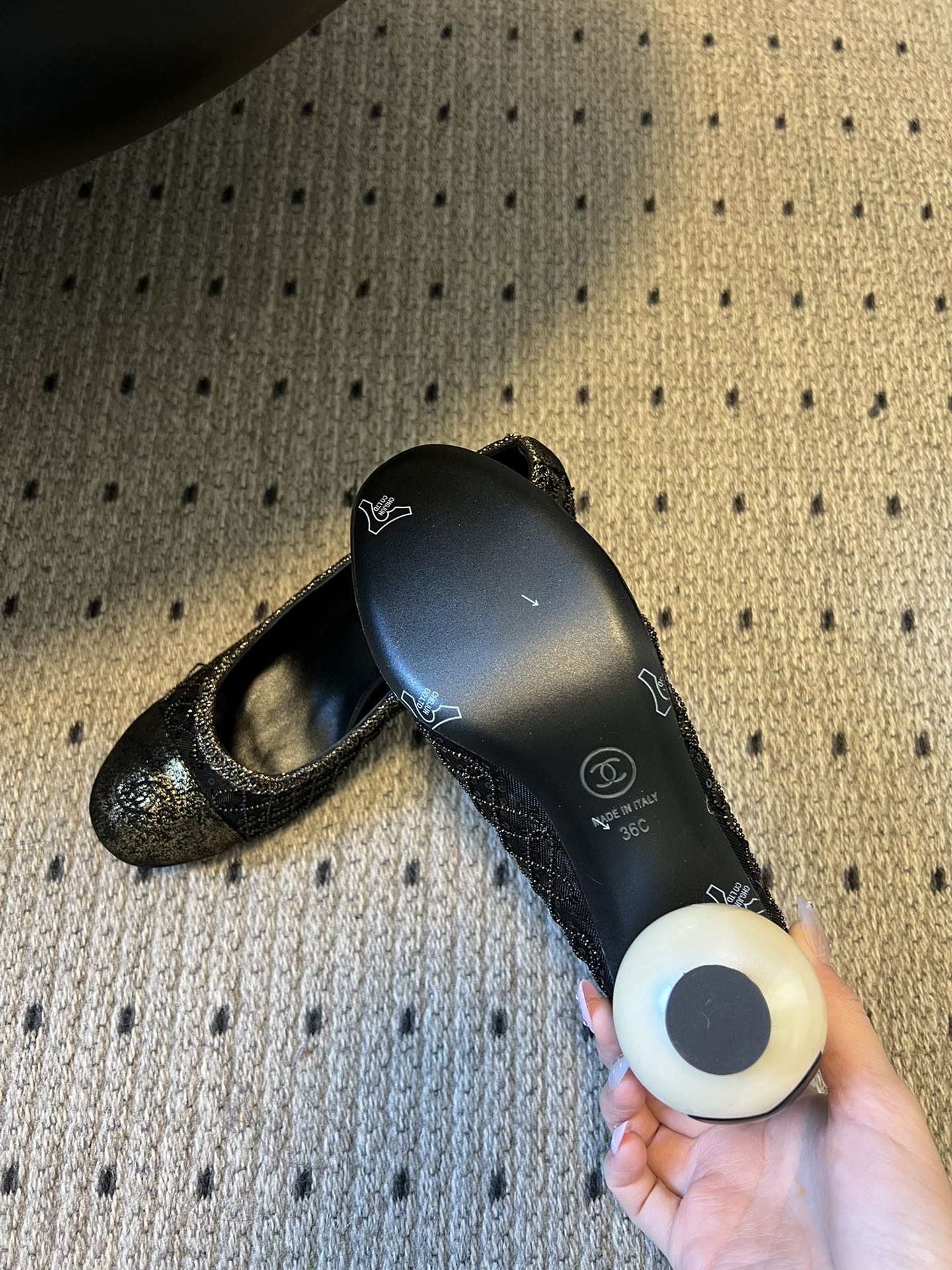 CC 26s High Heels Pump 50 Black Mesh Leather 627207