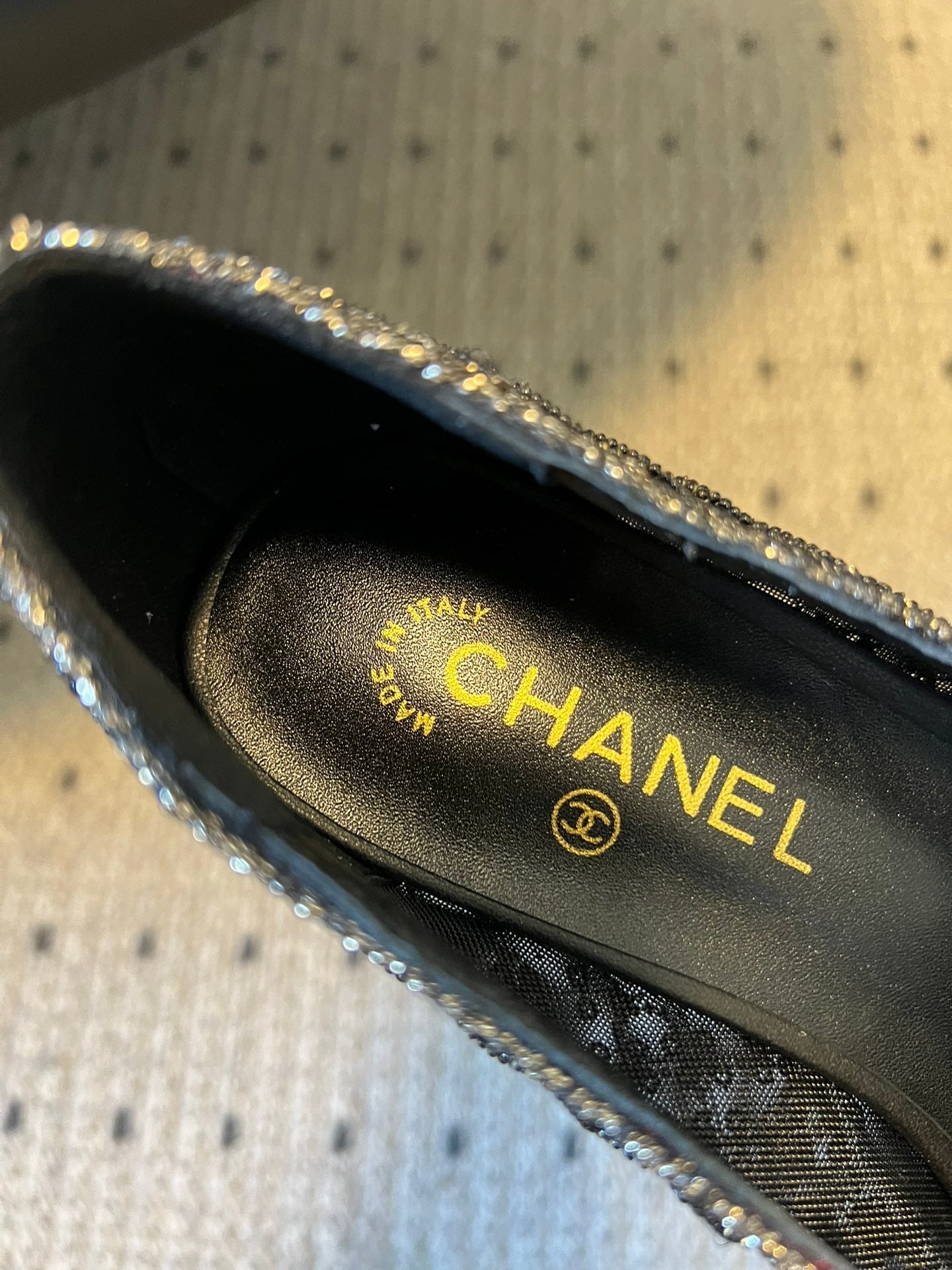 CC 26s High Heels Pump 50 Black Mesh Leather 627207