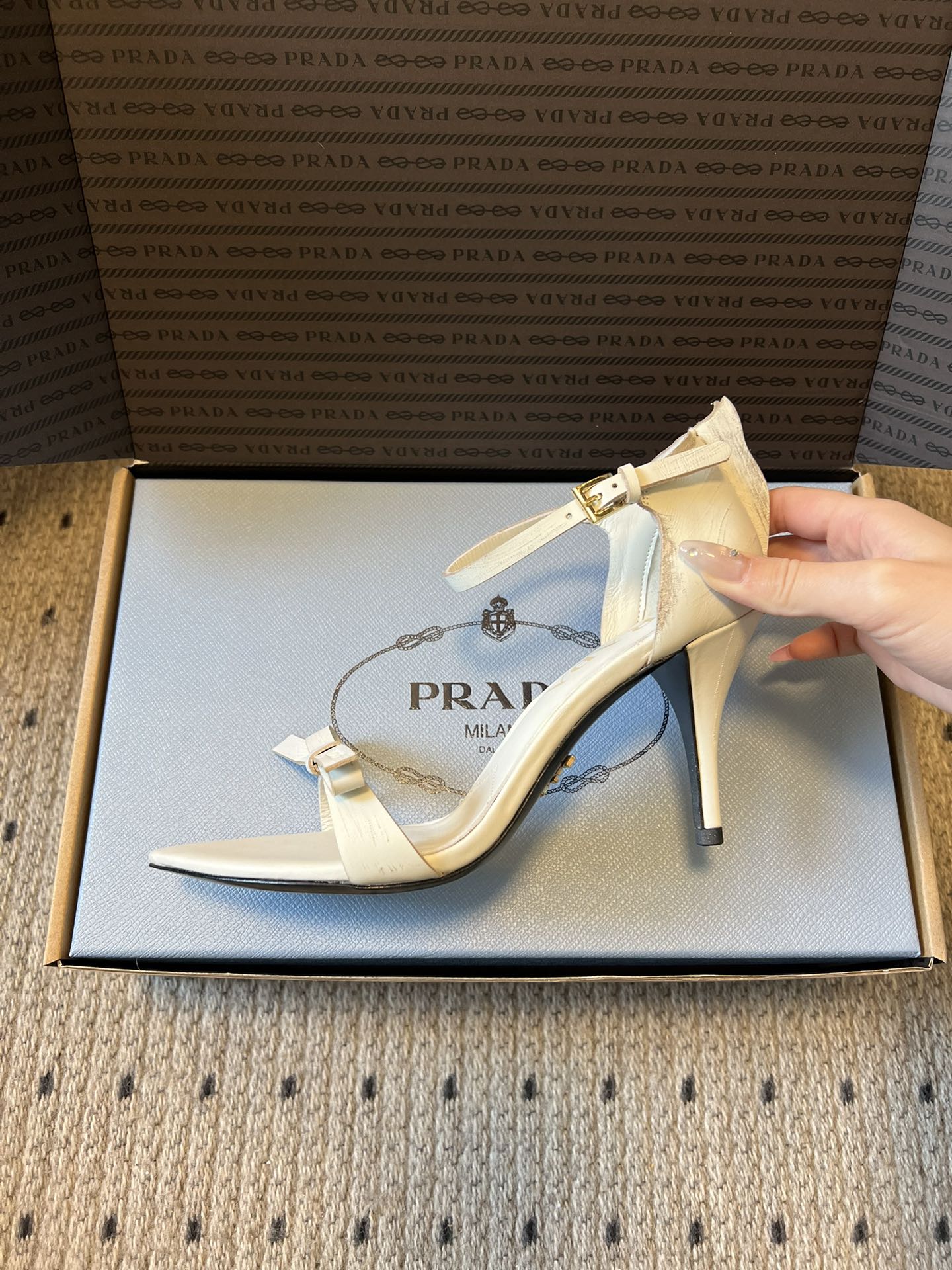 PRA 26S High-Heeled Sandals 75 White Cowhide 627442