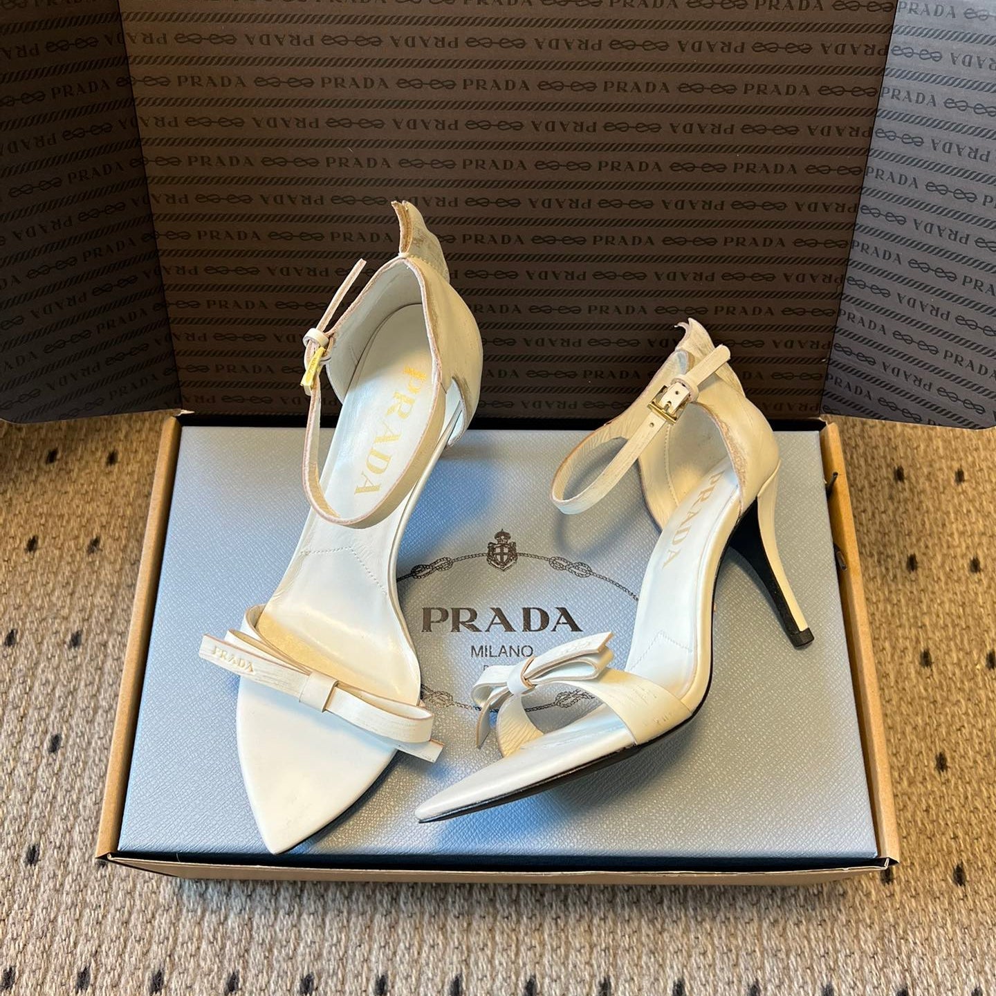 PRA 26S High-Heeled Sandals 75 White Cowhide 627442