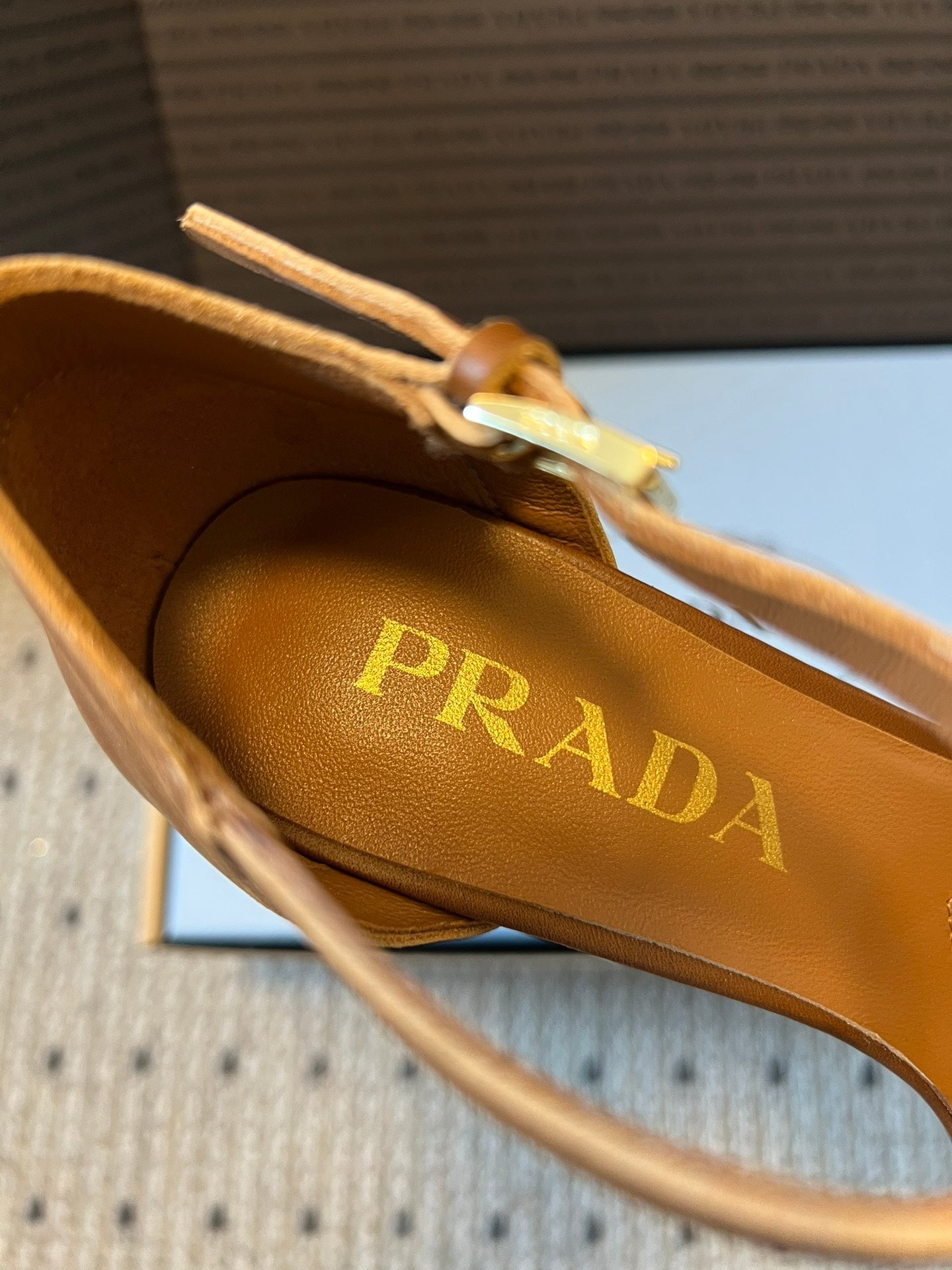 PRA 26S High-Heeled Sandals 75 Camel Brown Cowhide 627443