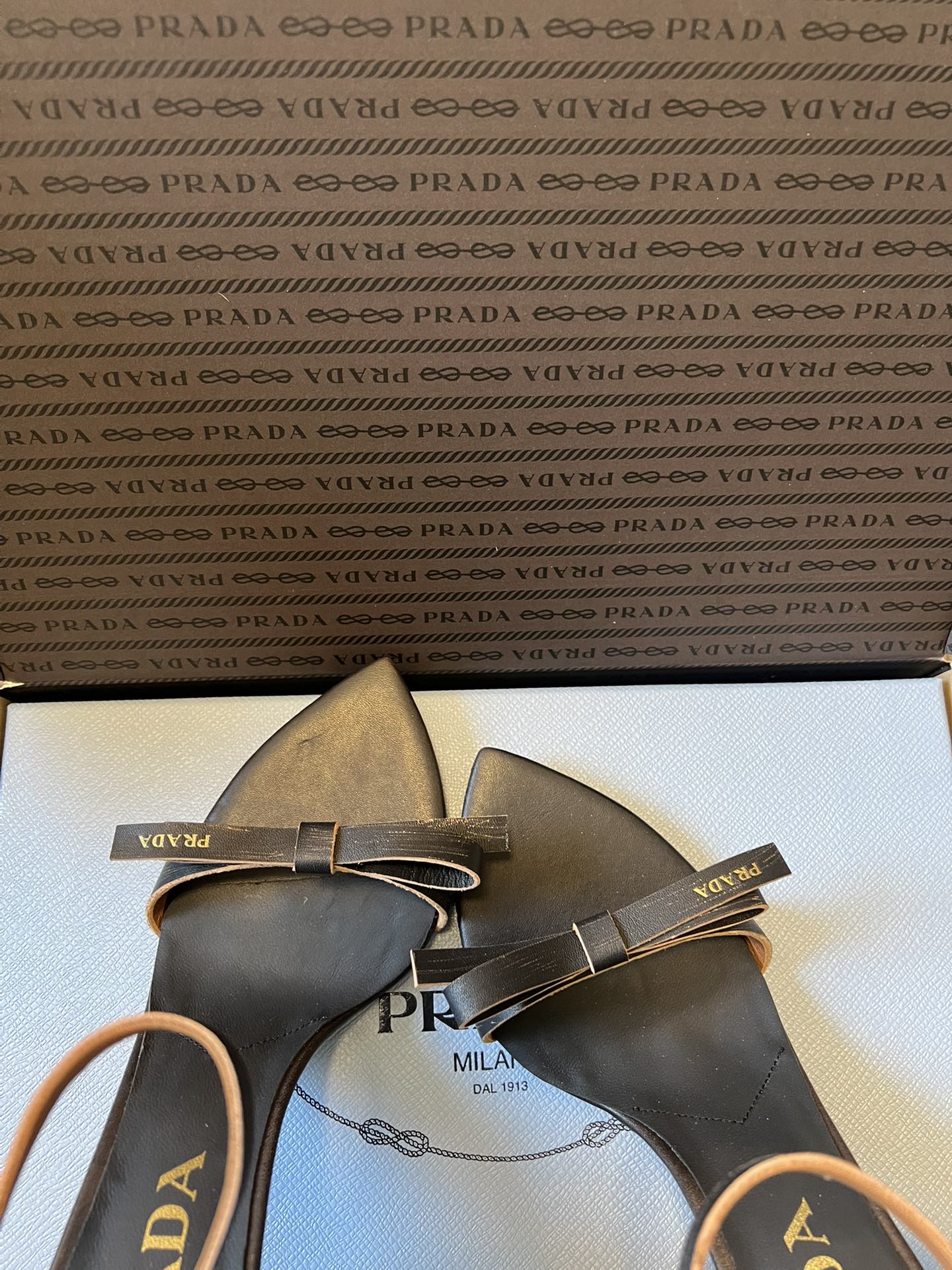 PRA 26S High-Heeled Sandals 75 Black Brown Cowhide 627444