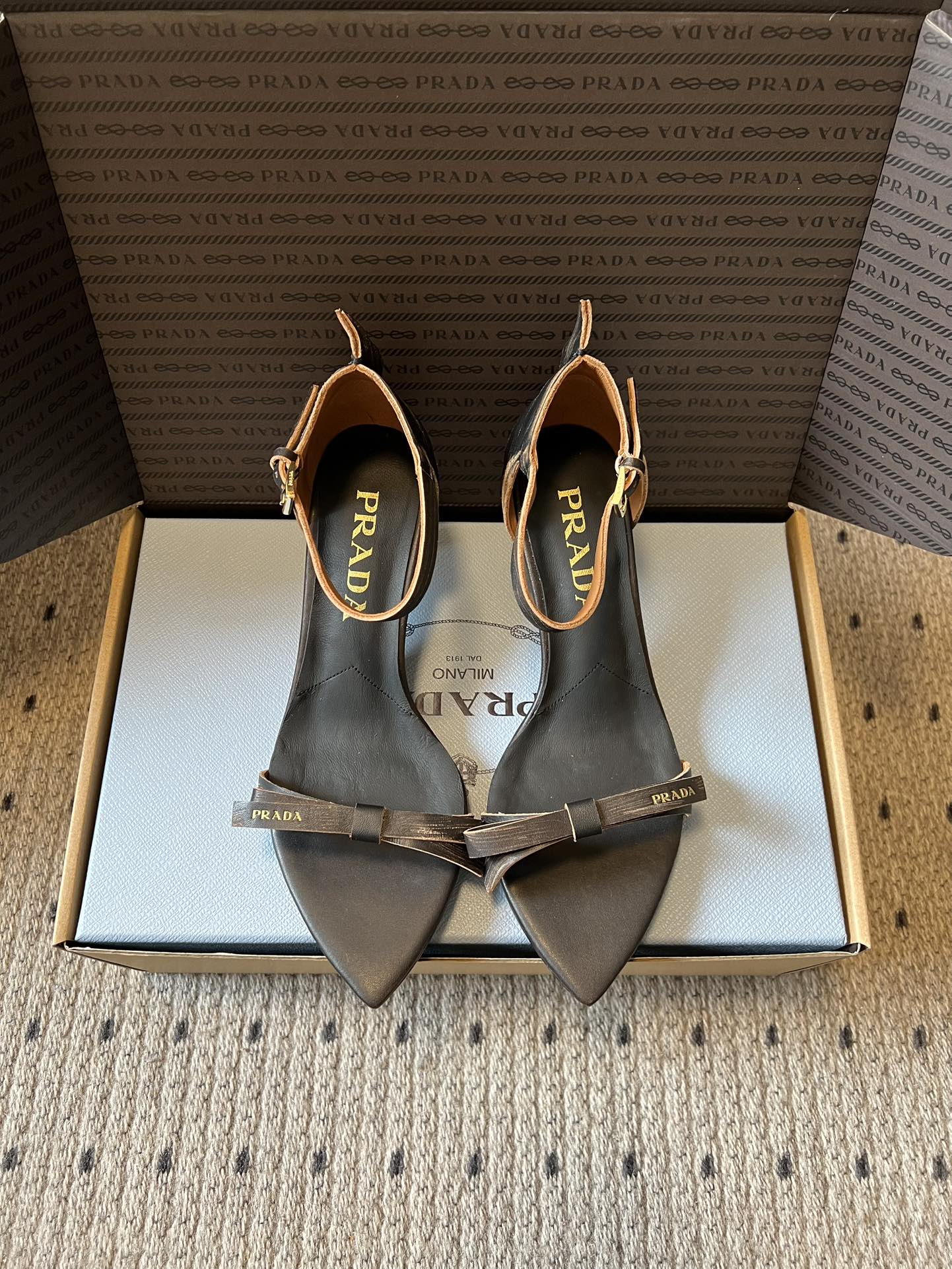 PRA 26S High-Heeled Sandals 60 Black Brown Cowhide 627445