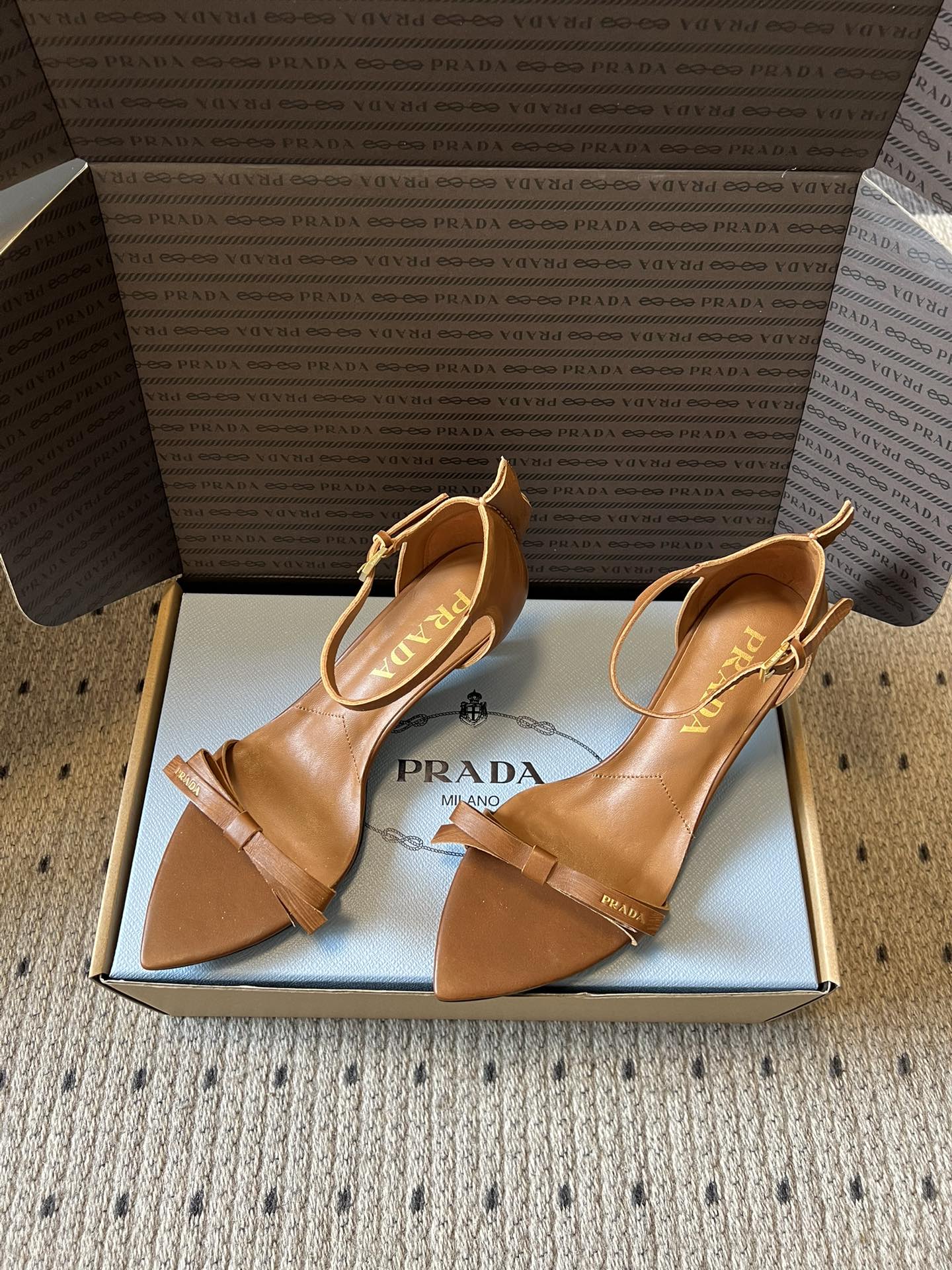 PRA 26S High-Heeled Sandals 60 Camel Brown Cowhide 627446