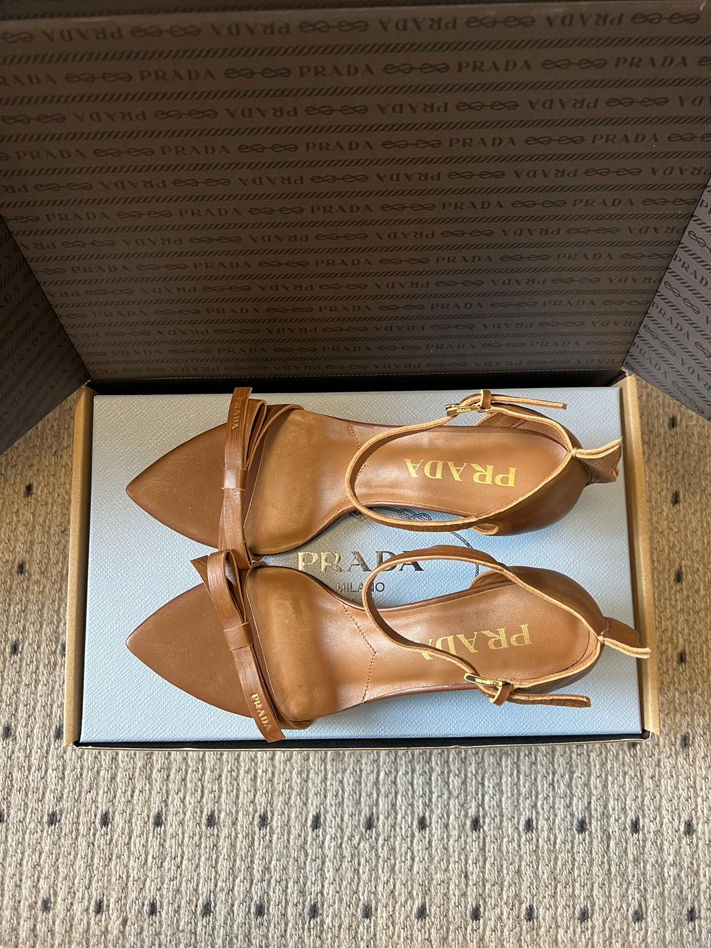 PRA 26S High-Heeled Sandals 60 Camel Brown Cowhide 627446