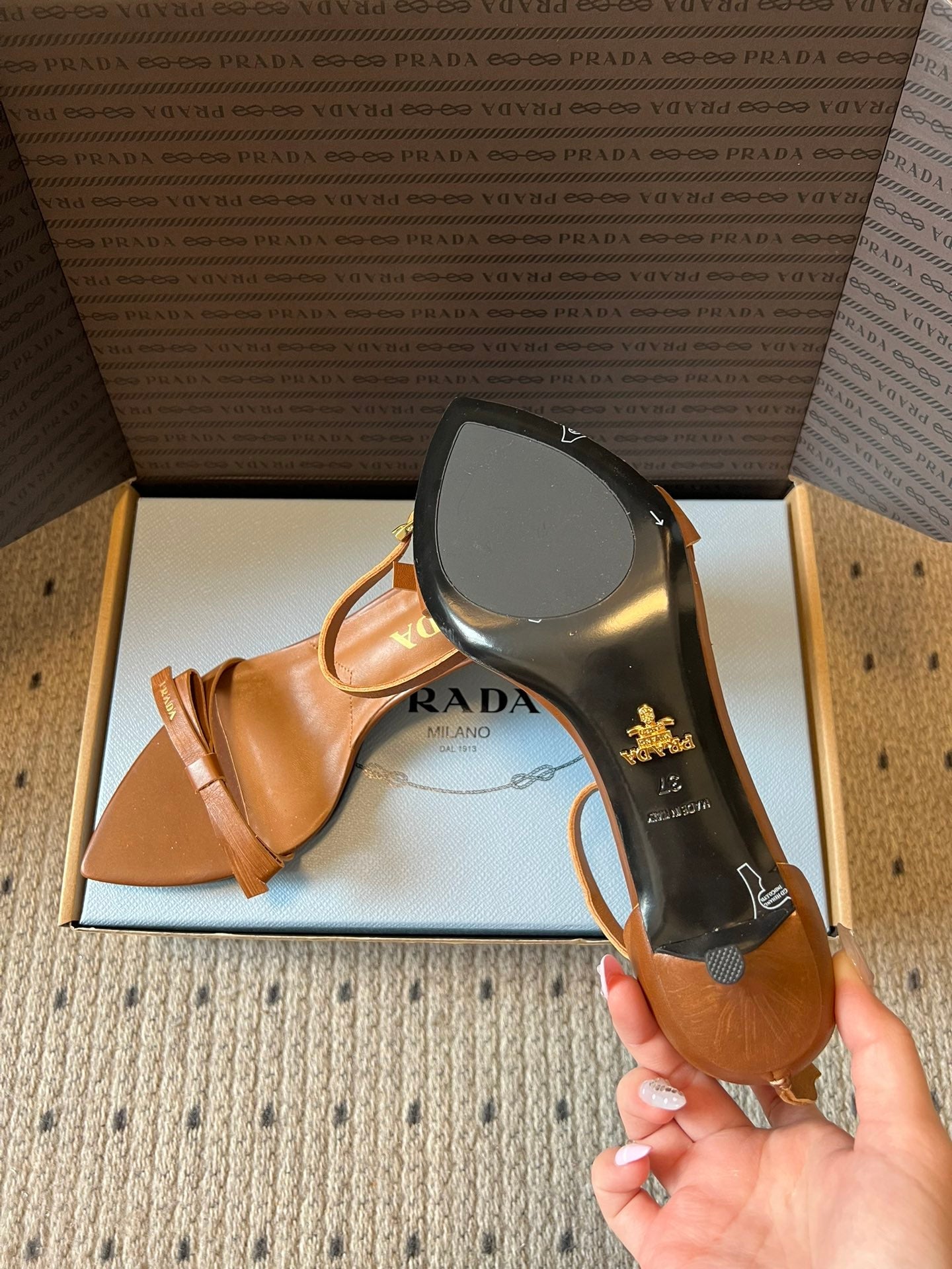 PRA 26S High-Heeled Sandals 60 Camel Brown Cowhide 627446