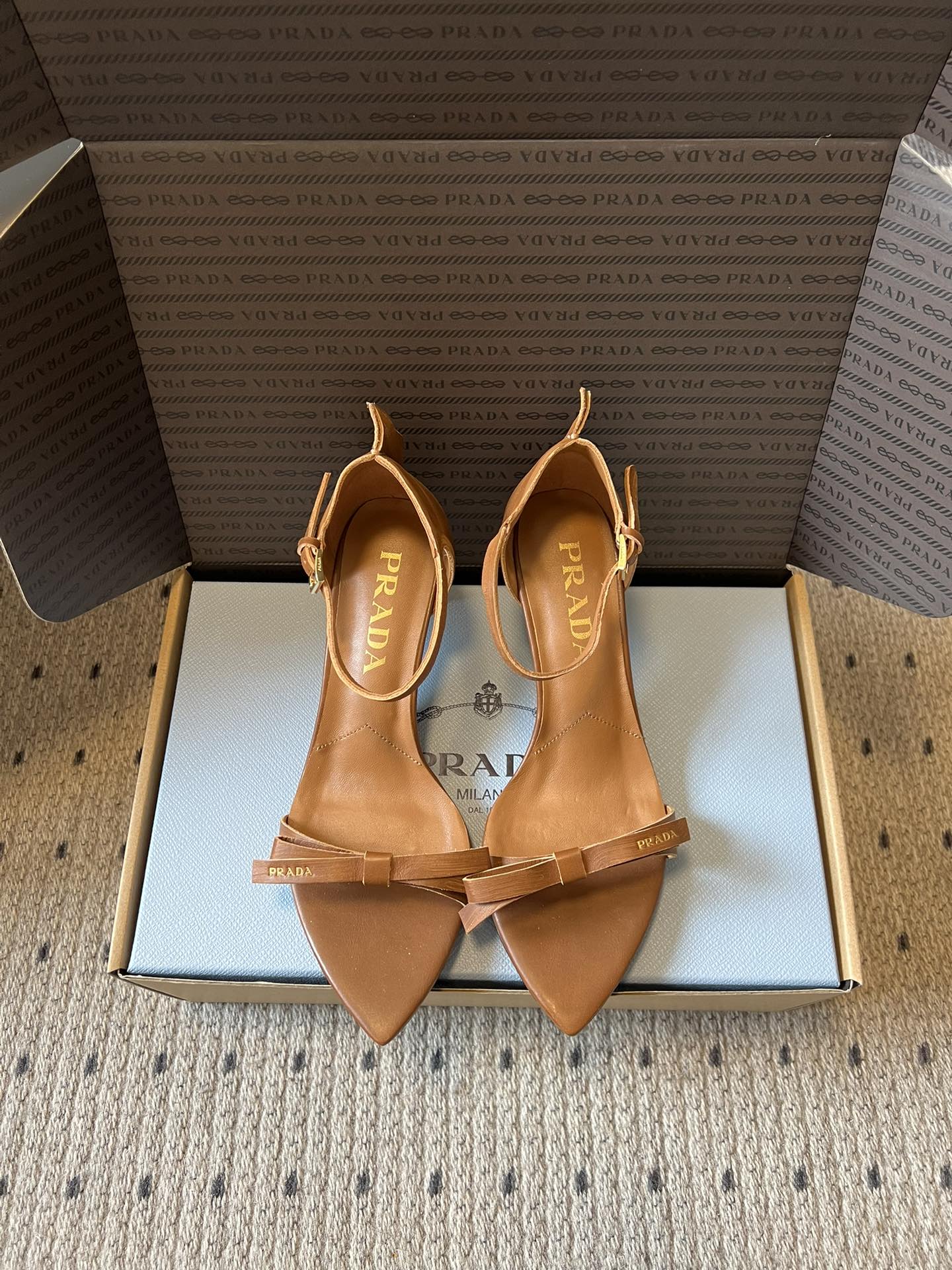 PRA 26S High-Heeled Sandals 60 Camel Brown Cowhide 627446