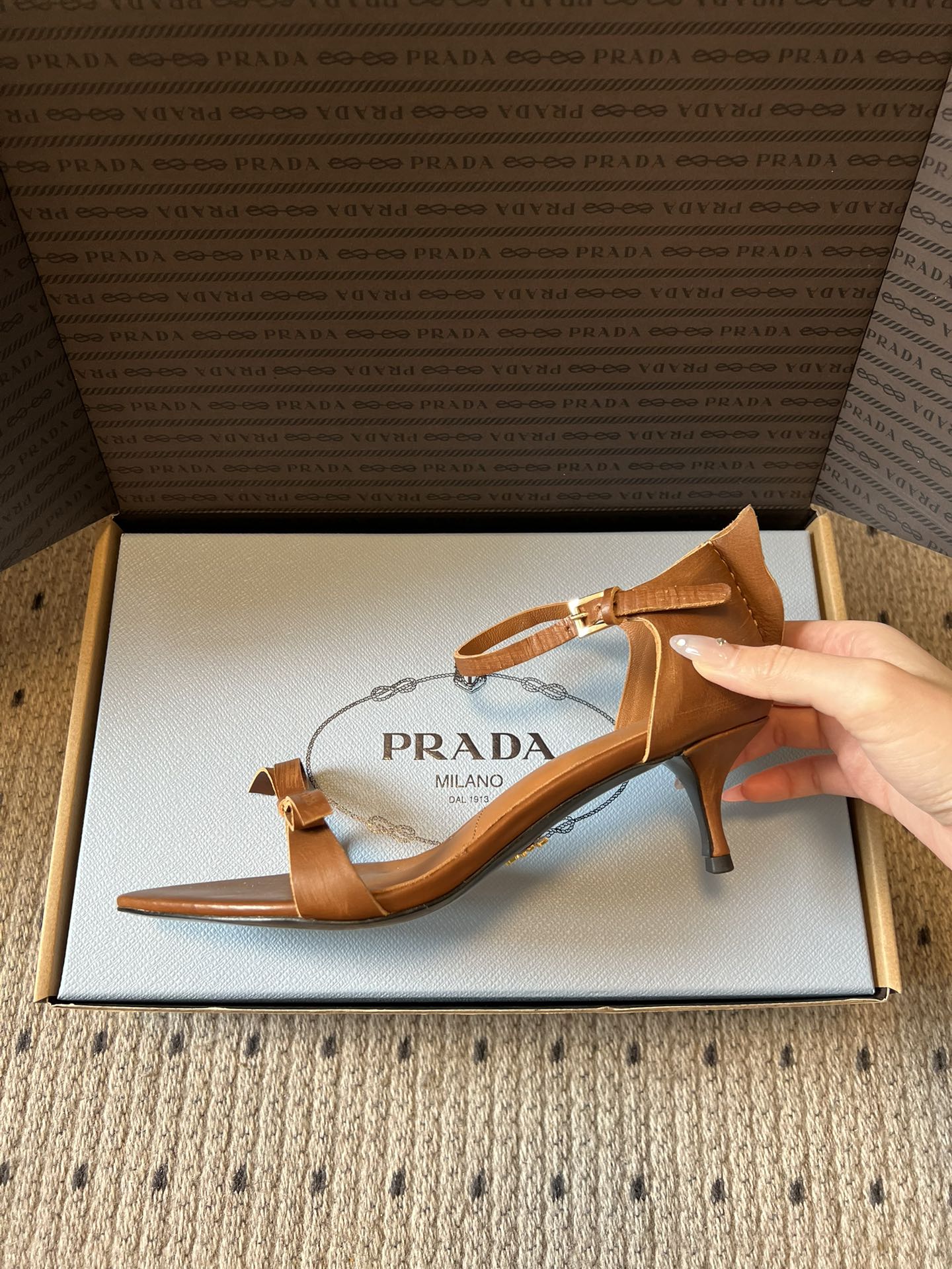 PRA 26S High-Heeled Sandals 60 Camel Brown Cowhide 627446