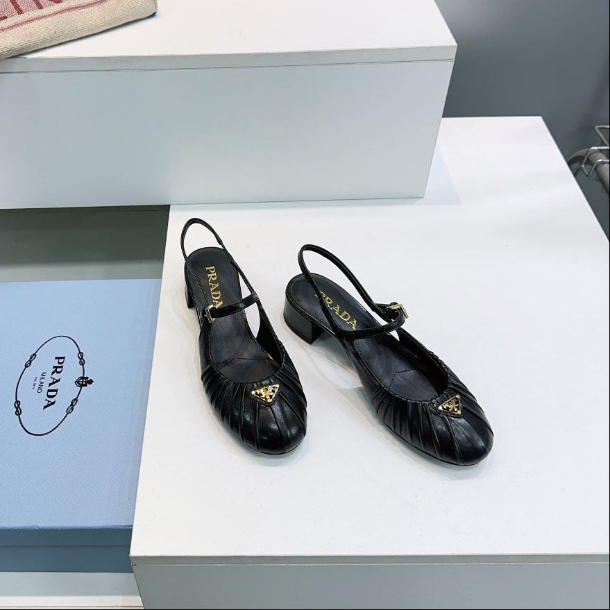 PRA 26S Slingback Flats Black Sheepskin 628700