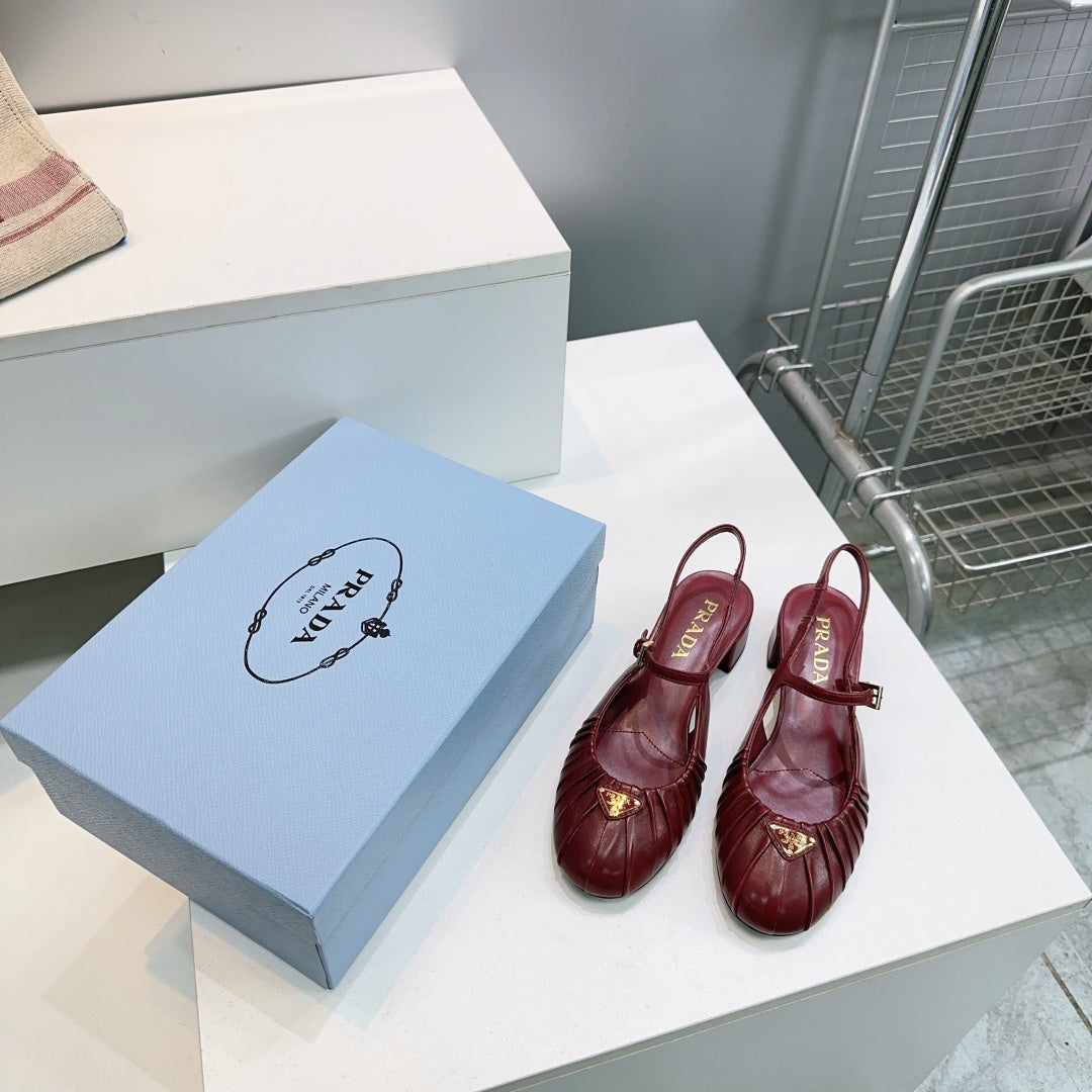 PRA 26S Slingback Flats Dark Red Sheepskin 628702